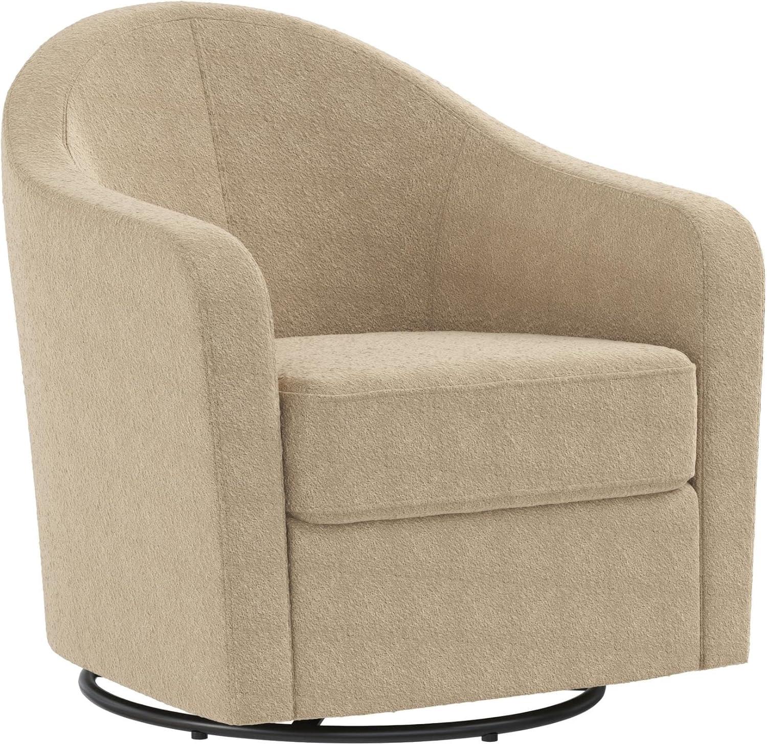 DHP Gentle Swivel Curved Accent Chair, Taupe Boucle