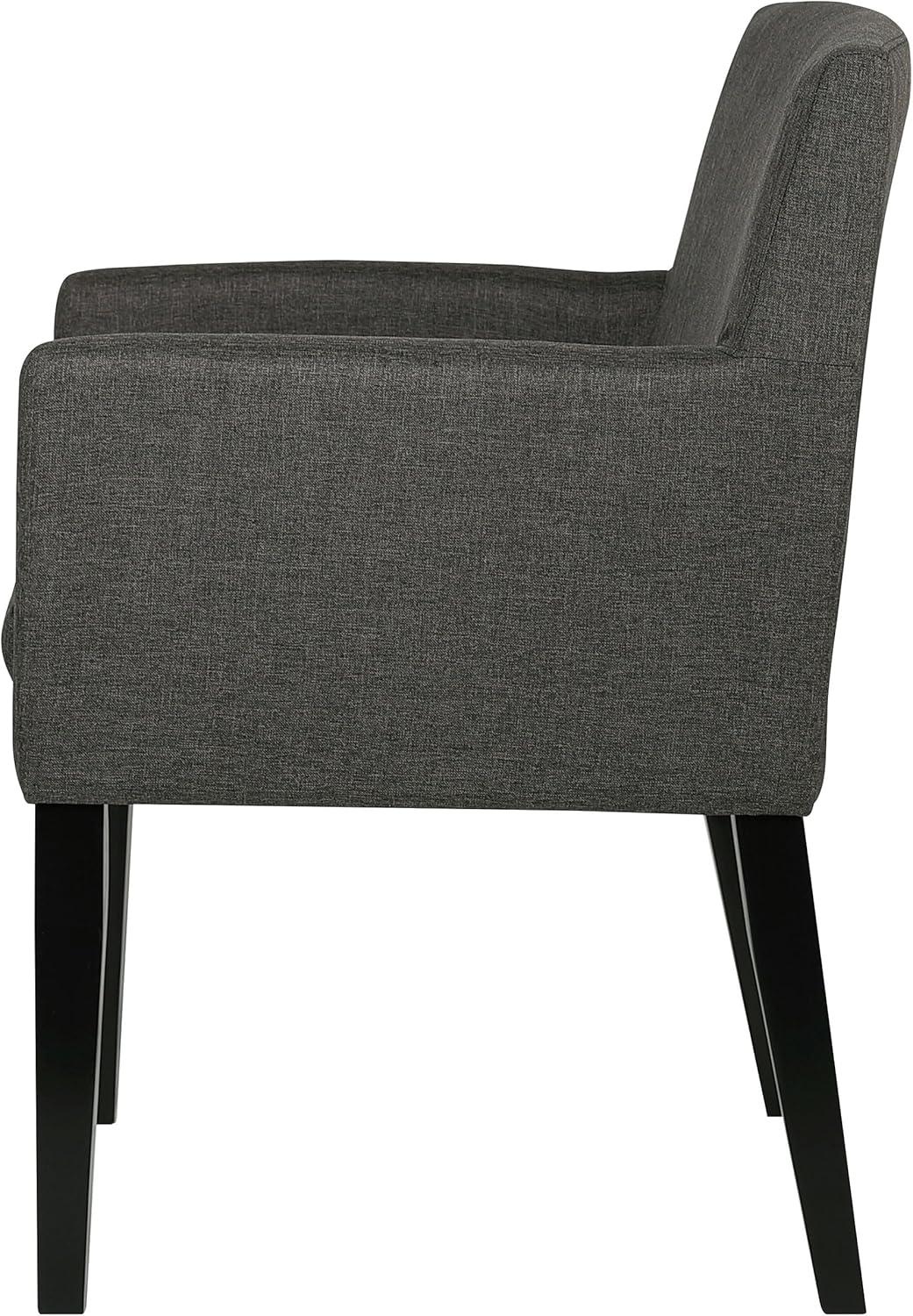 Catherine Upholstered Dining Arm Chair Charcoal Grey and Black (Set of 2)