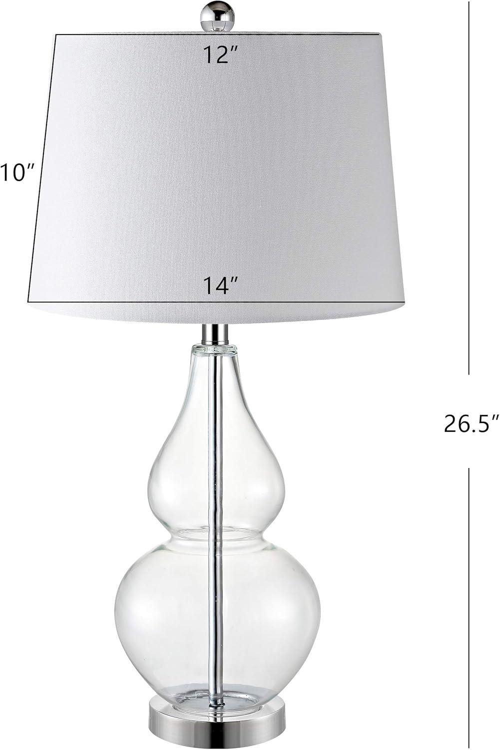 Frena Clear Glass and Chrome Table Lamp Set with White Shades