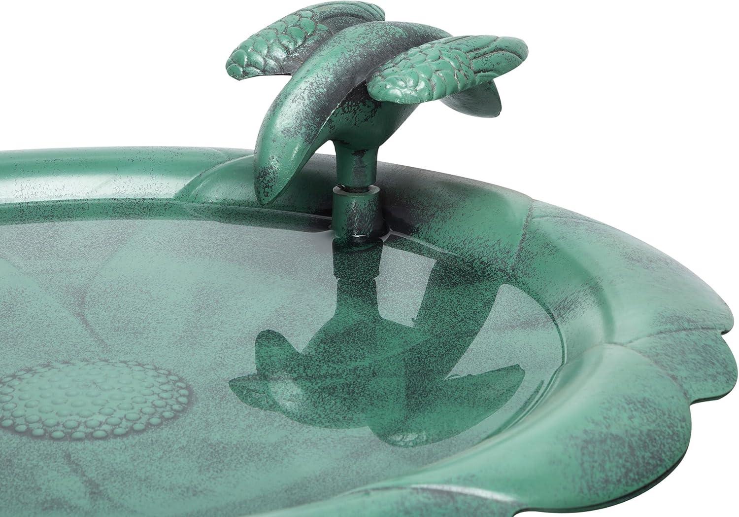 Green Polypropylene 31" Outdoor Bird Bath with Bird Decoration