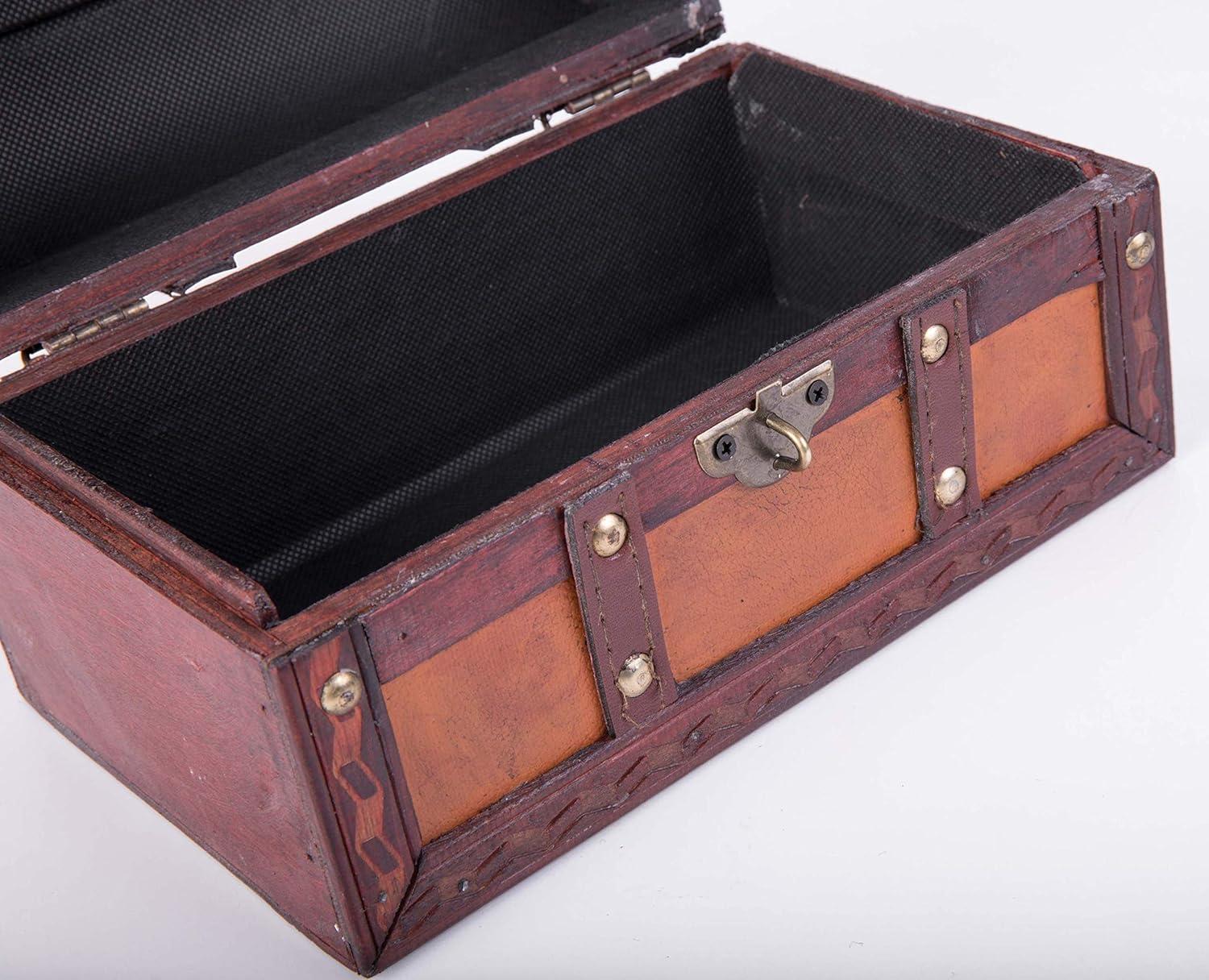 Vintiquewise Decorative Wood Leather Treasure Box - Large Trunk