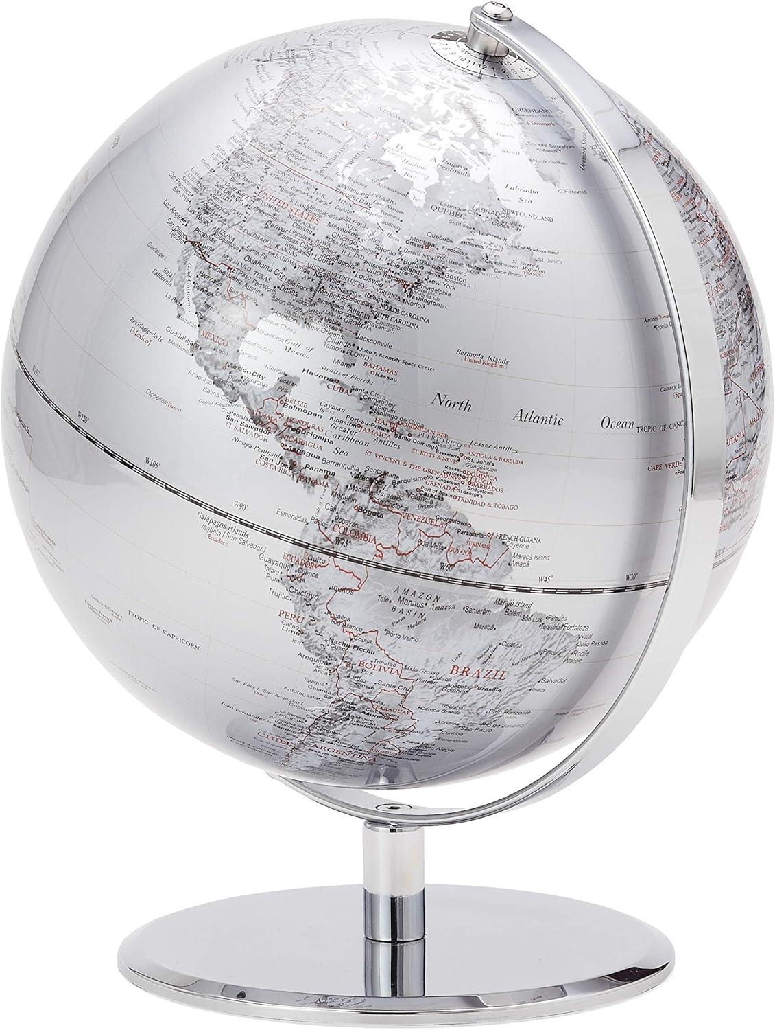 Torre & Tagus Latitude World Globe, 95, Silver
