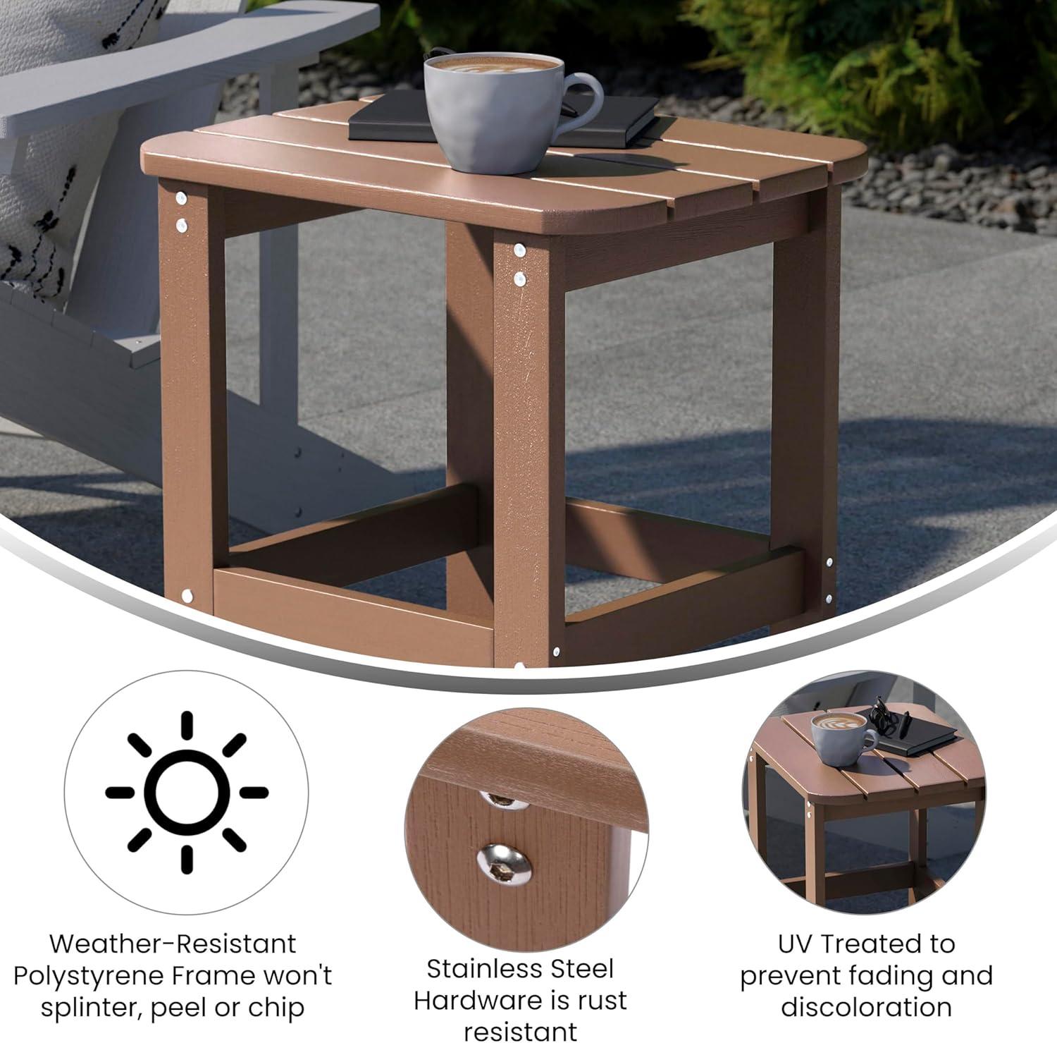 Flash Furniture Charlestown All-Weather Poly Resin Wood Adirondack Side Table in Natural Cedar
