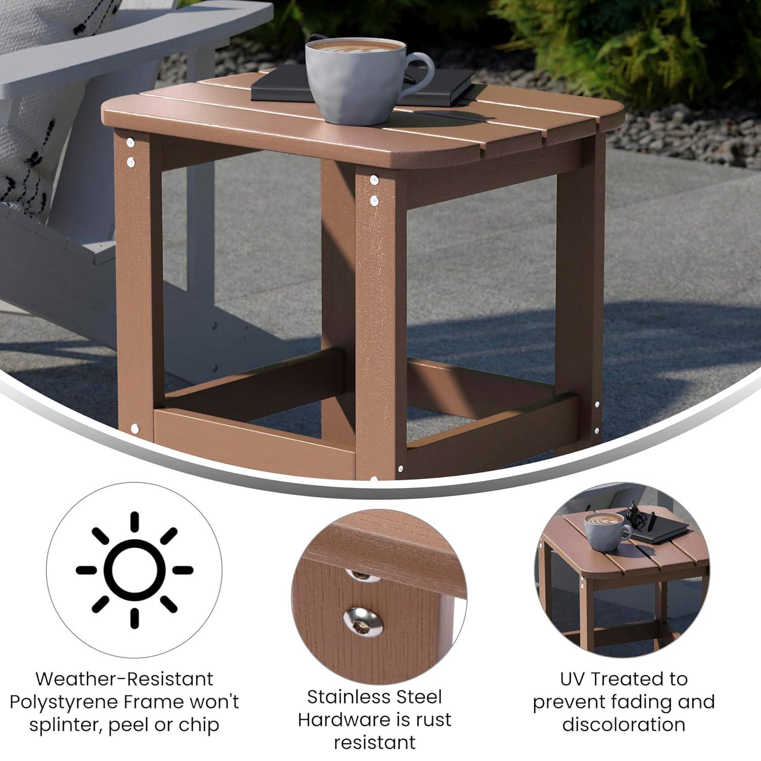 Flash Furniture Charlestown All-Weather Poly Resin Wood Adirondack Side Table in Natural Cedar