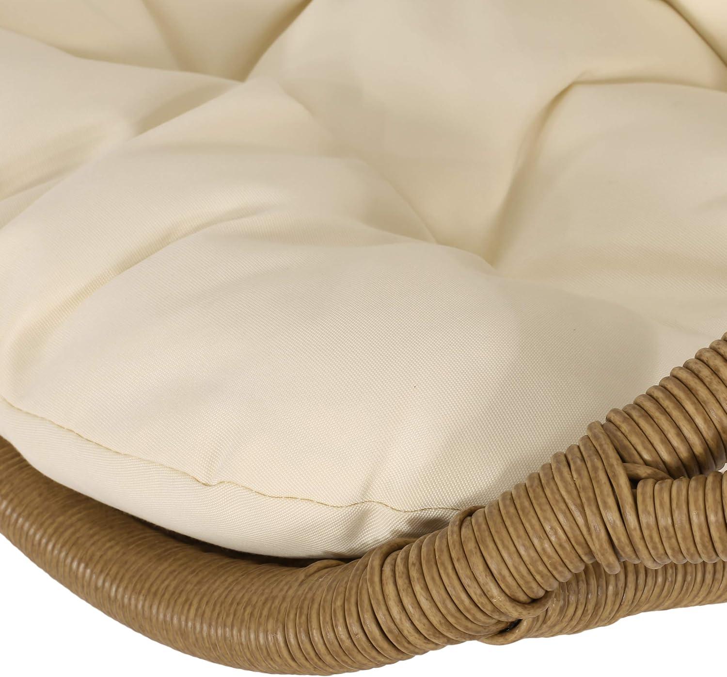Orville Indoor/Outdoor Wicker Hanging Chair with 8' Chain - Light Brown/Beige - Christopher Knight Home: Polyester, Weather-Resistant