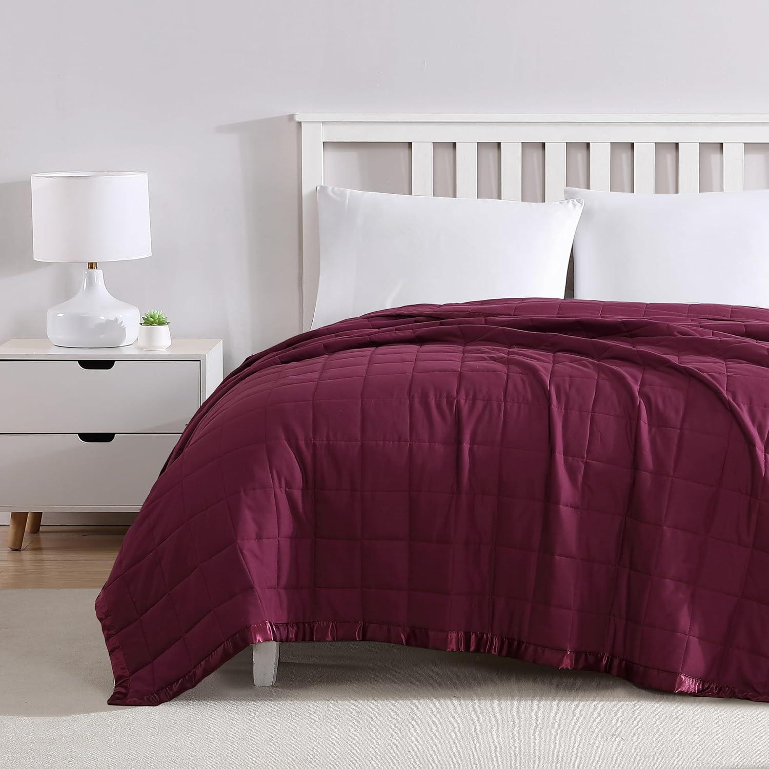 Cabernet Twin Reversible Satin Bound Microfiber Blanket