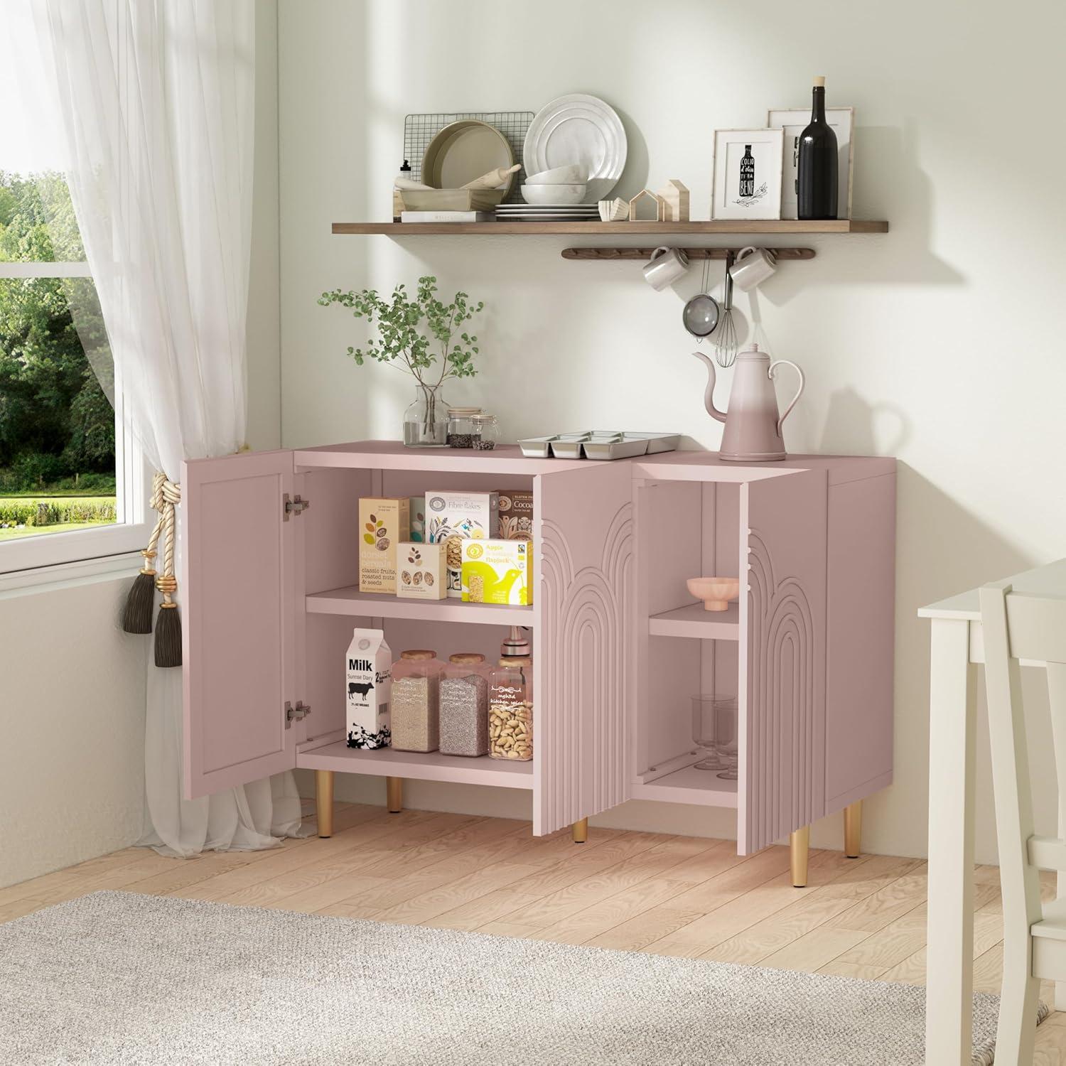 Mercer41 Sirgio 47.2'' Sideboard Buffet Cabinet with 3 Doors for Kitchen, Hallway, Living Room