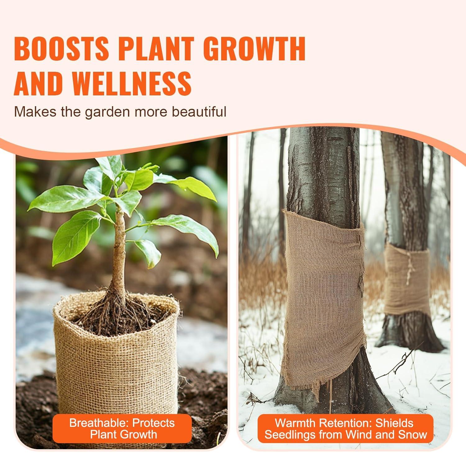 VEVOR Burlap Fabric Roll Burlap Tree Wrap for Crafts & Plants