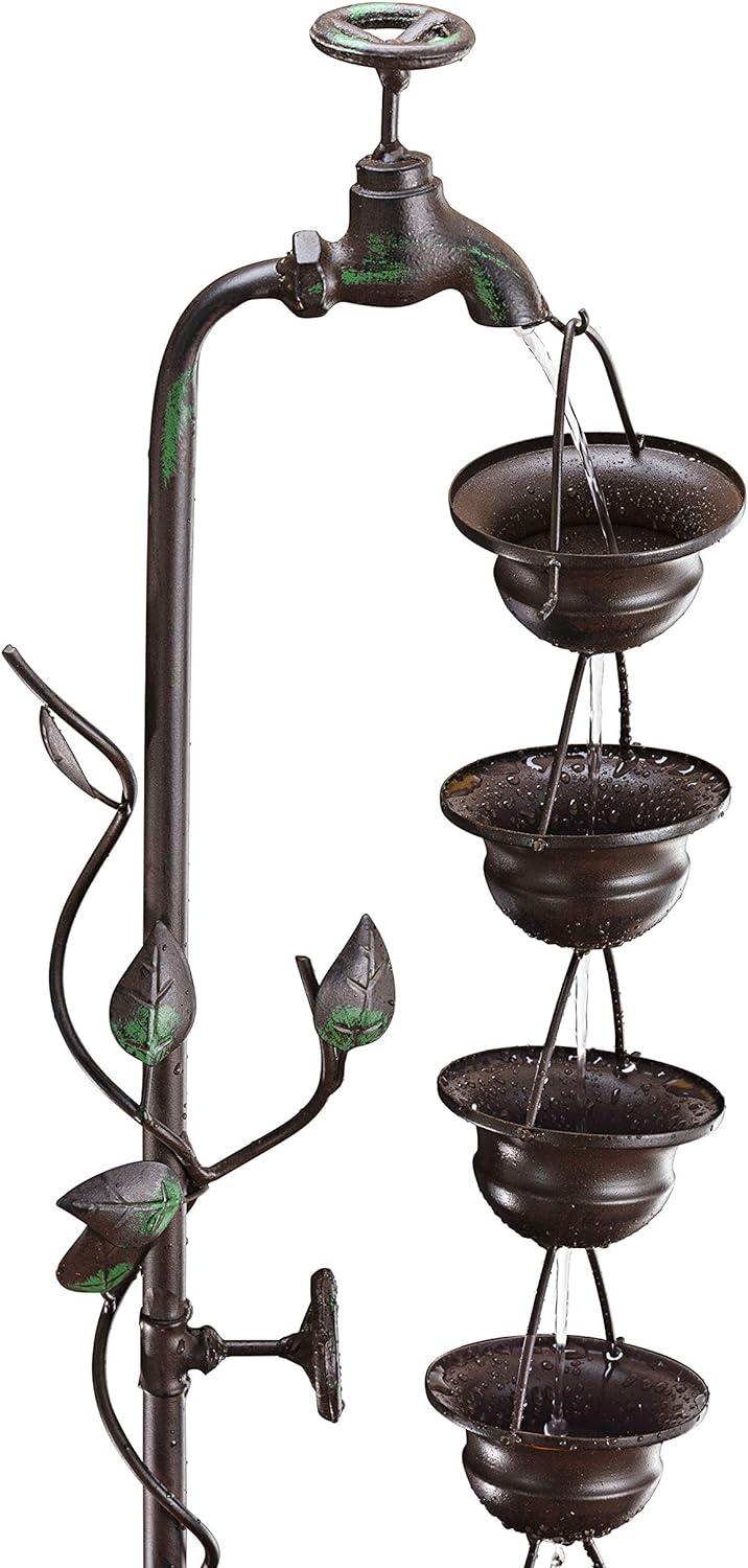 Bronze 6-Cup Tiered Outdoor Floor Fountain