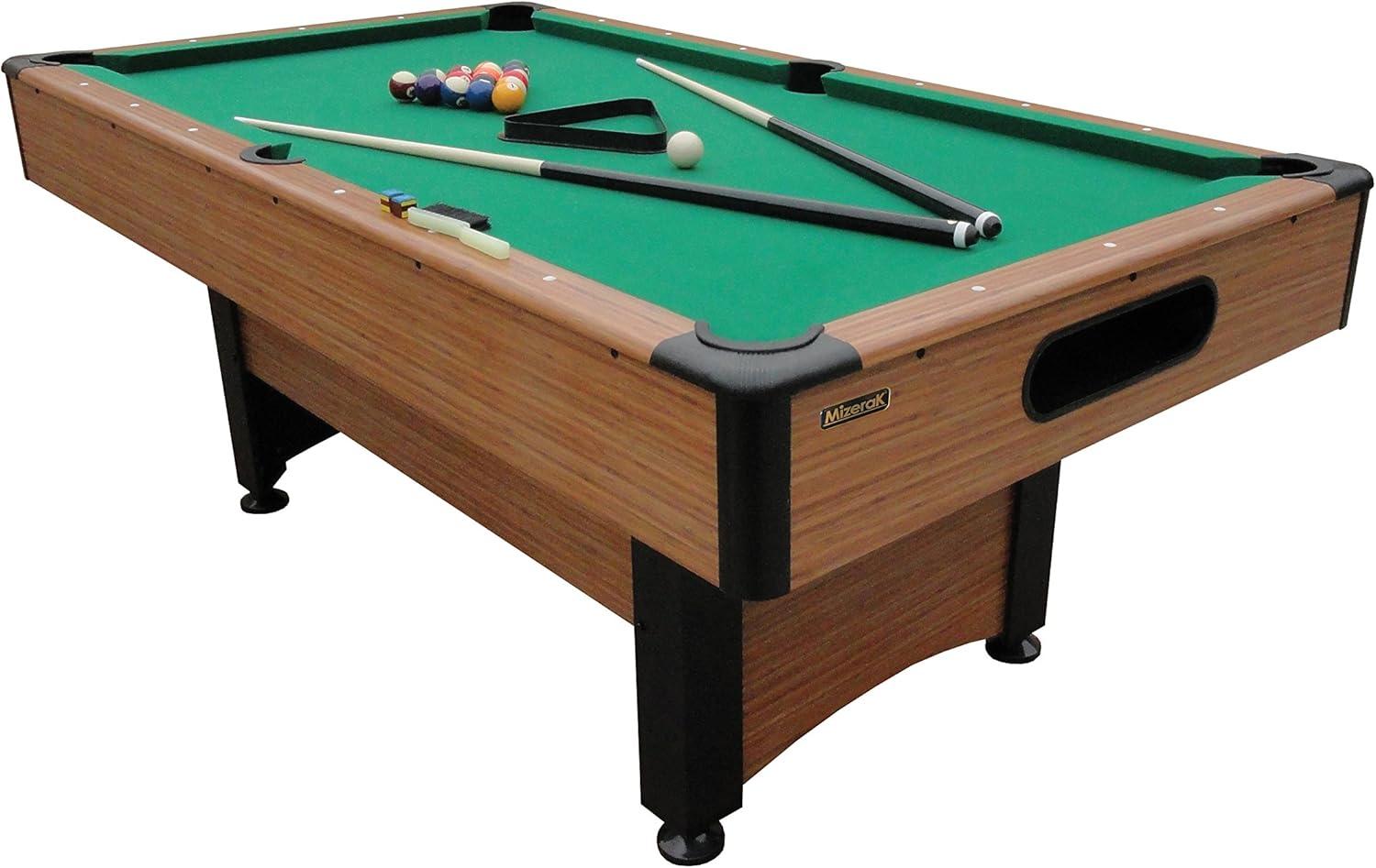 Mizerak Dynasty Space Saver 6.5' Billiard Table with Leg Levelers, Automatic Ball Return, and Classic Green Nylon Cloth