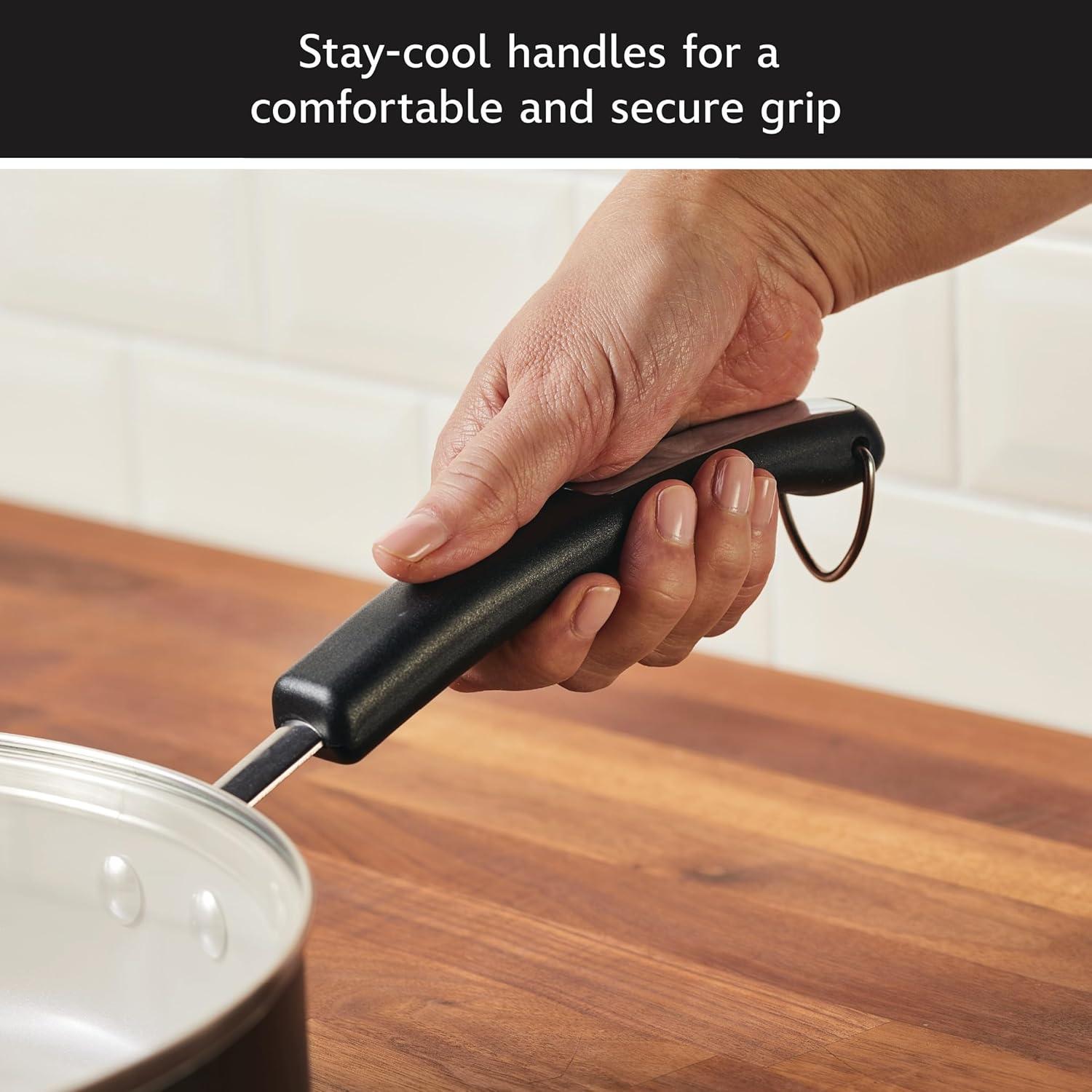 Farberware Farberware Disney Monochrome Ceramic Nonstick Sauté Pan with Lid, 4.5 Quart, Black