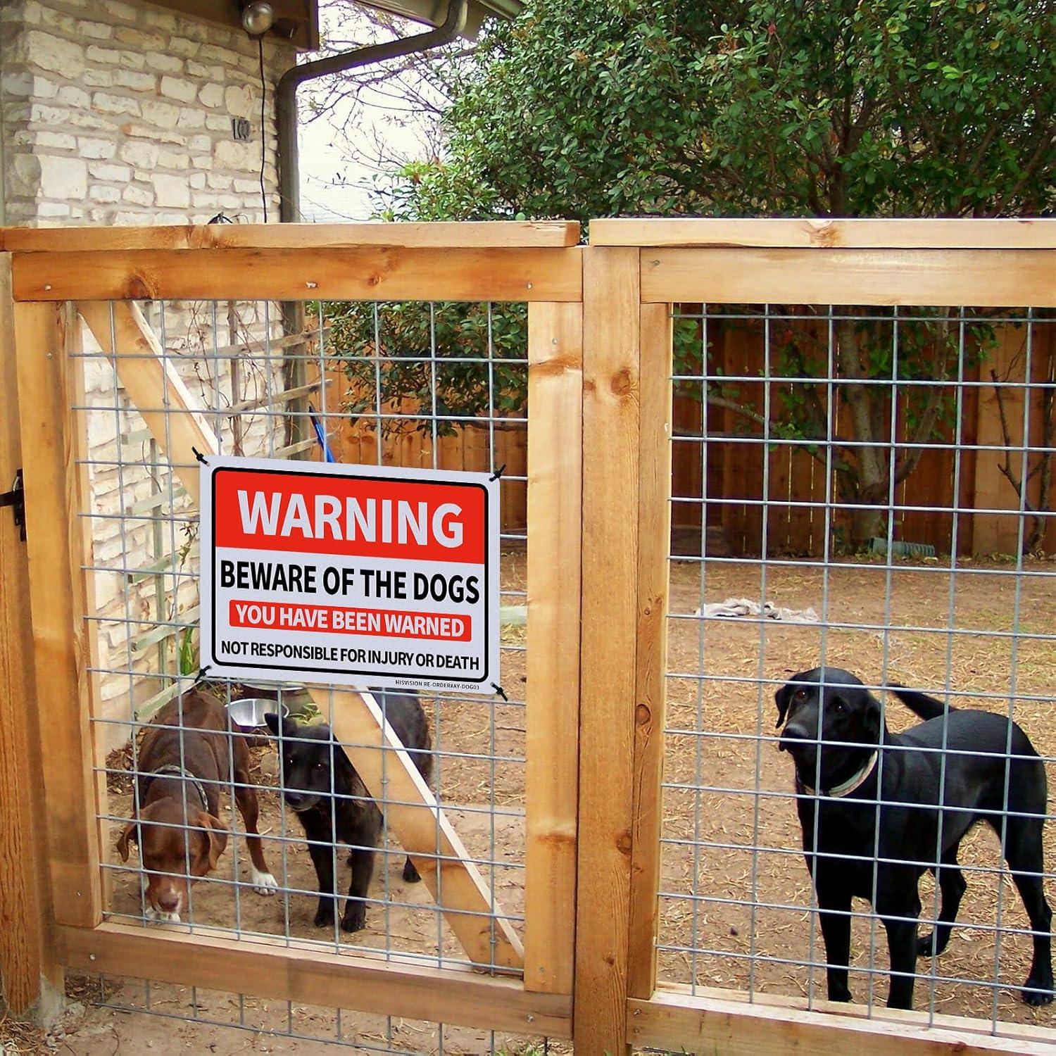 2Pack Beware of Dog Sign, You Have Been Warned No Responsible for Injury or Death - Indoor/Outdoor Fence Use - Metal Aluminum Rust Free | 7" x 9.8" Pre-Drilled Holes, Fade Resistant, Weatherproof