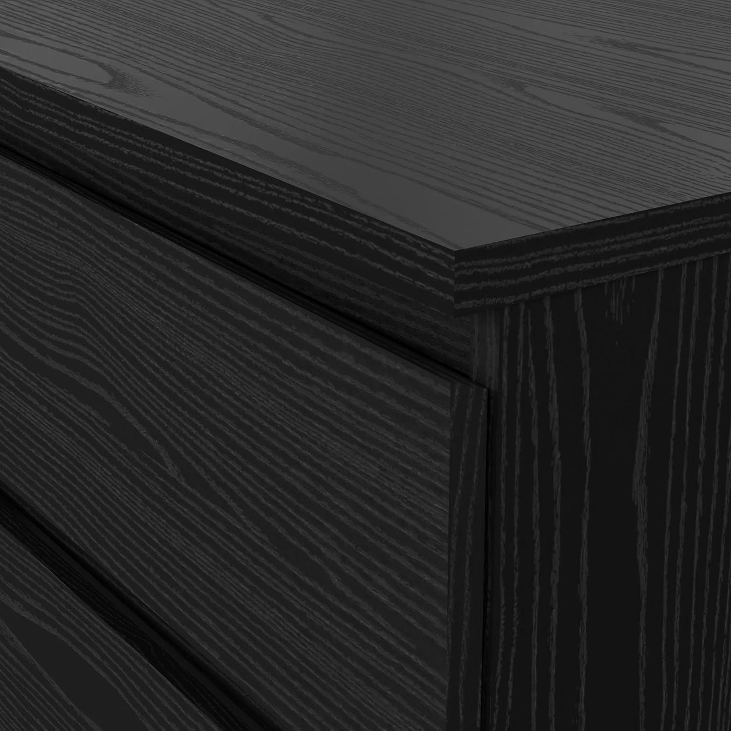 Tvilum Scottsdale 6 Drawer Double Dresser for Adults, Black Wood Grain