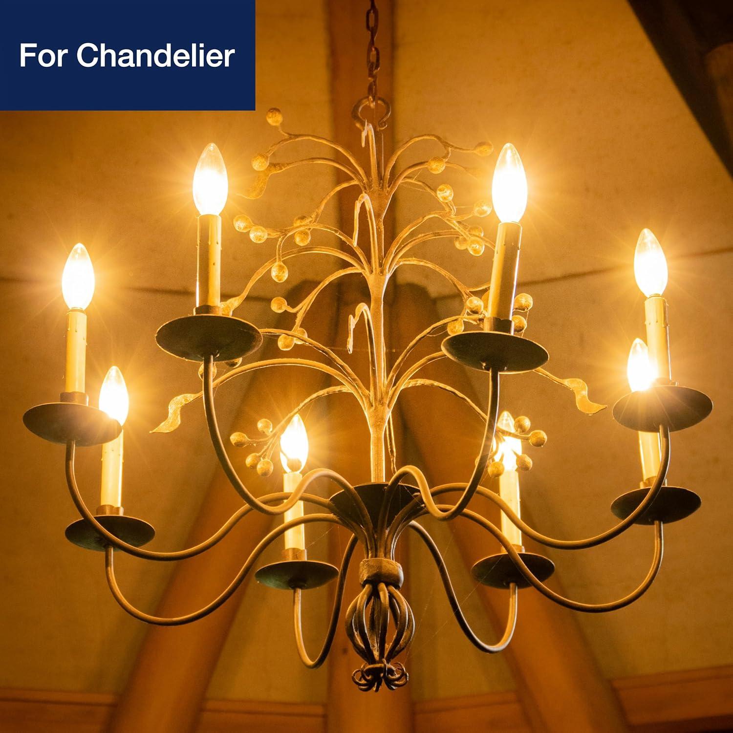 Amber Glass Dimmable LED Candelabra Bulbs 6-Pack