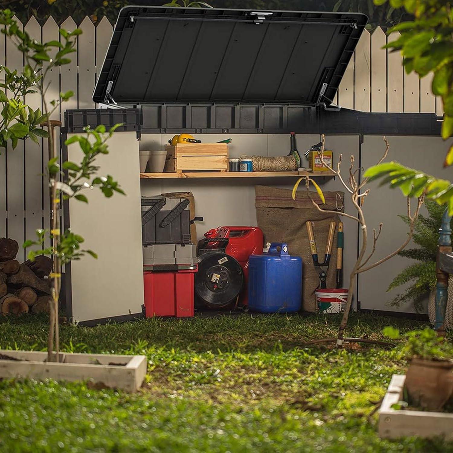 Gray Resin Outdoor Storage Shed with Double Doors