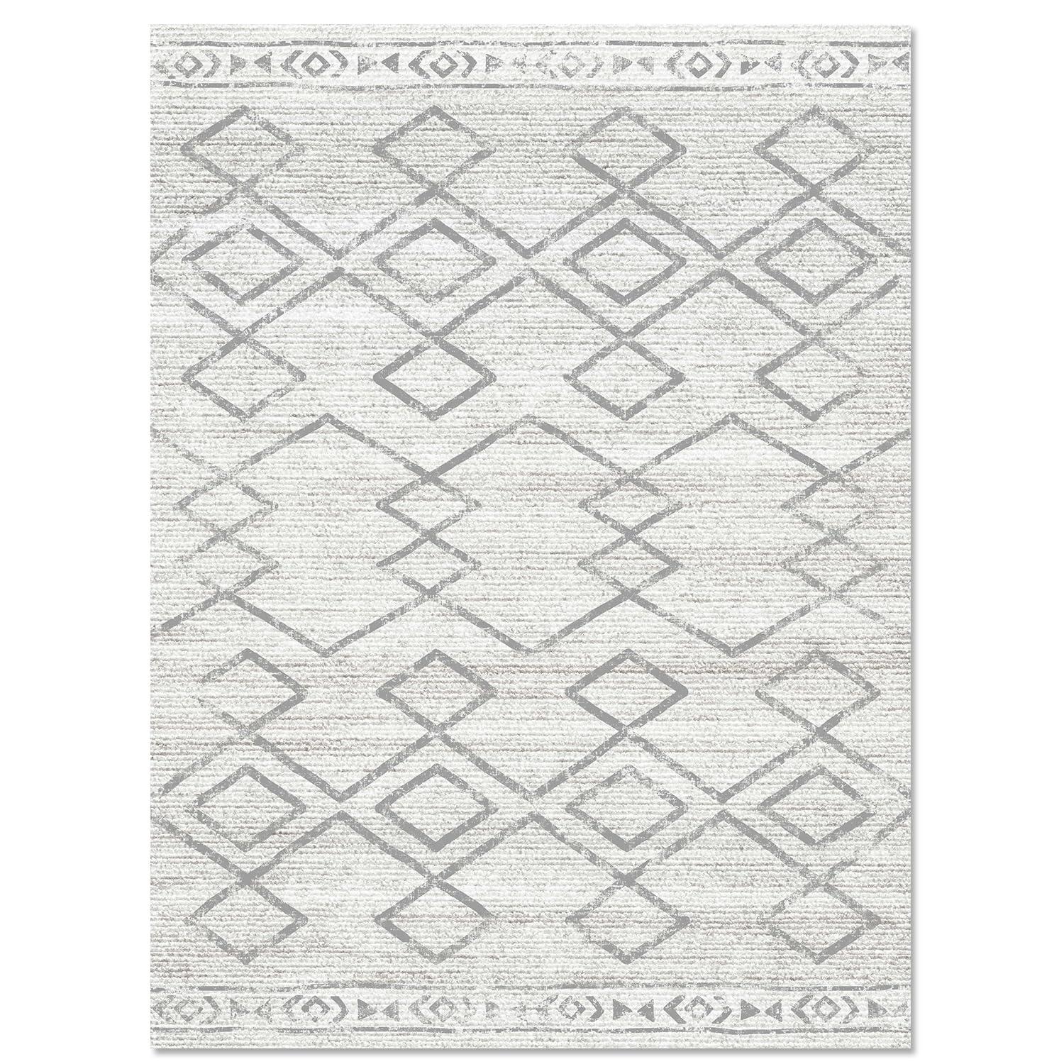 5'x7' Area Rugs for Living Room Machine Washable Rug Boho Geometric Indoor Area Rug Neutral Moroccan Style Ultra Soft Foldable Non-Slip Bedroom Rug Dining Room Office Modern Carpet Grey