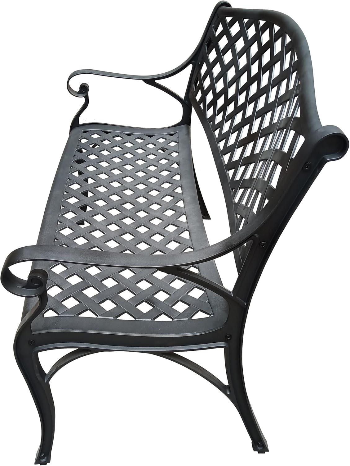Modern Aluminum Patio Bench - Black - Oakland Living: Weather-Resistant, UV-Protected, Mold-Resistant