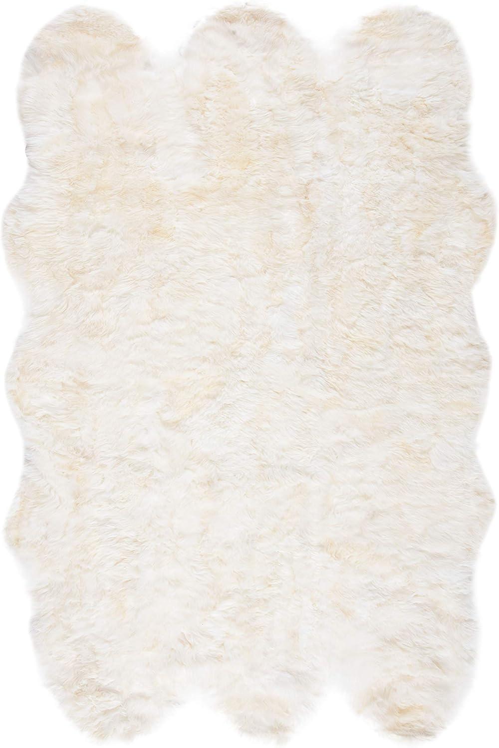 SAFAVIEH Sheep Skin Jeptha Solid Area Rug, White, 4' x 6' Specialty