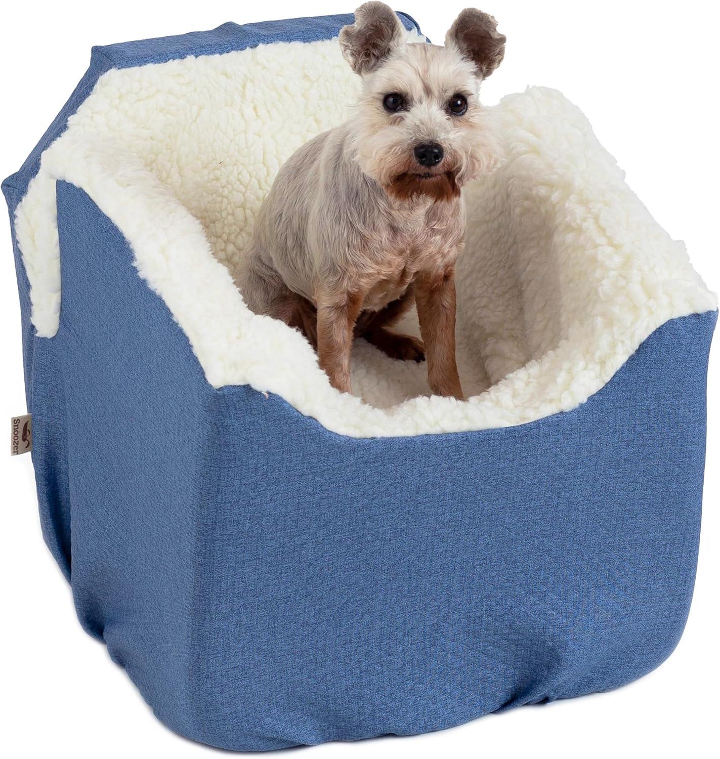 Medium Blue Soft Sided Dog Carrier with Sherpa Interior