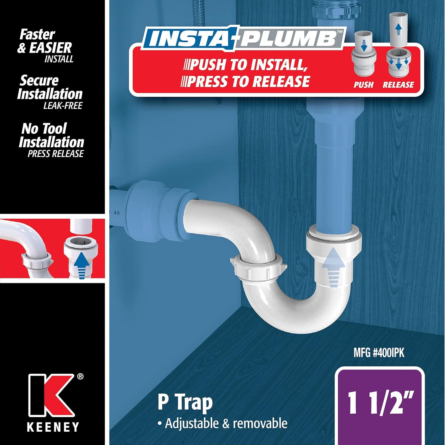 White Plastic Push-to-Connect Kitchen Sink P-Trap