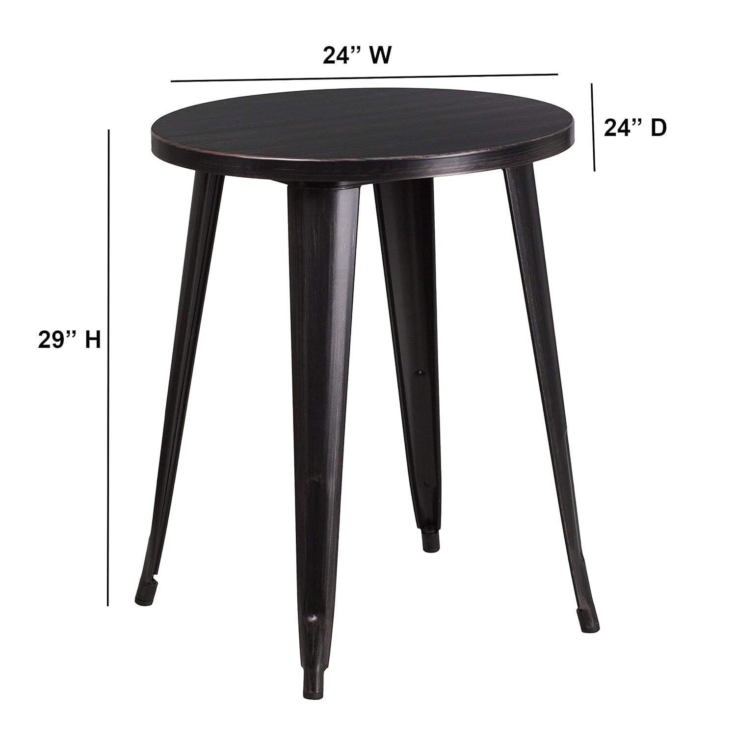 Flash Furniture Commercial Grade 24" Round Black-Antique Gold Metal Indoor-Outdoor Table