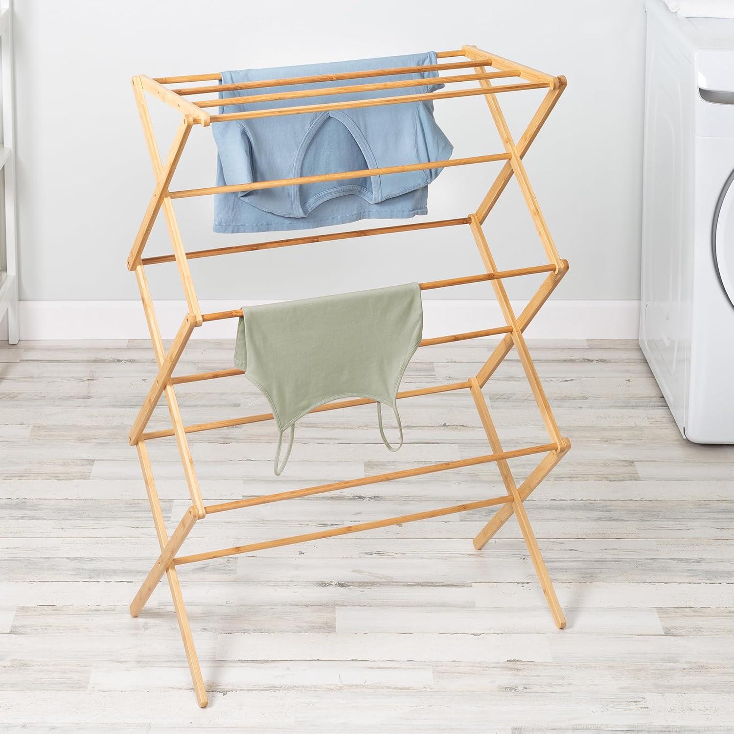 Honey-Can-Do Bamboo Folding Laundry Clothes Drying Rack, Natural