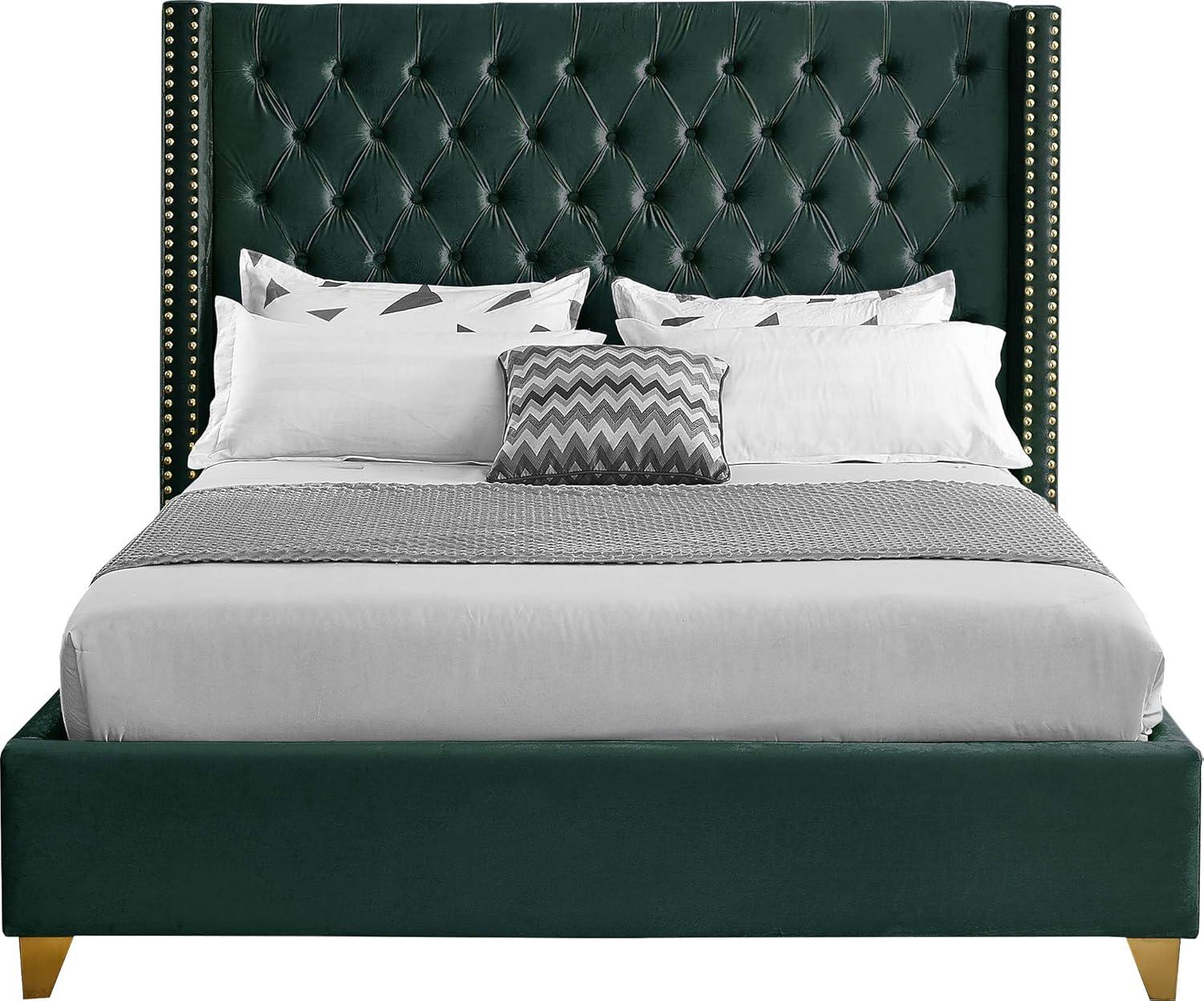 Meridian Furniture Barolo Green Velvet Full Bed