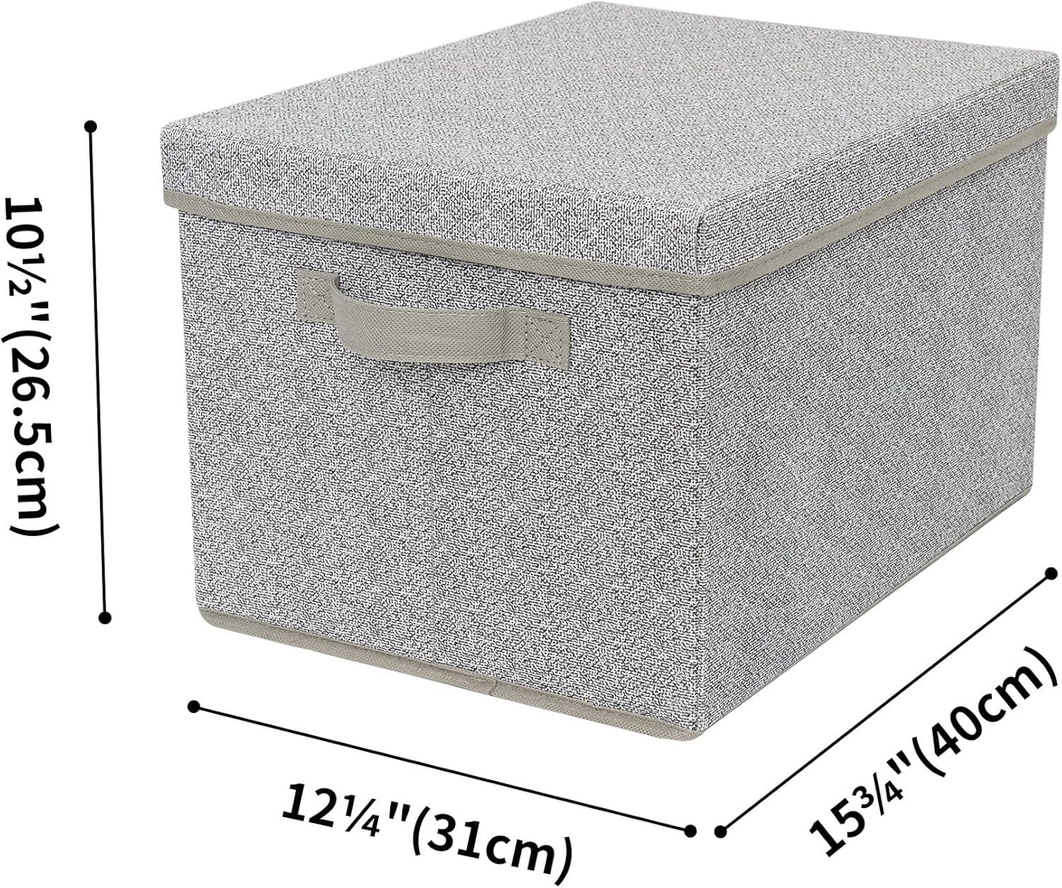 Gray Jumbo Fabric Storage Bins with Lids and Handles, 3-Pack