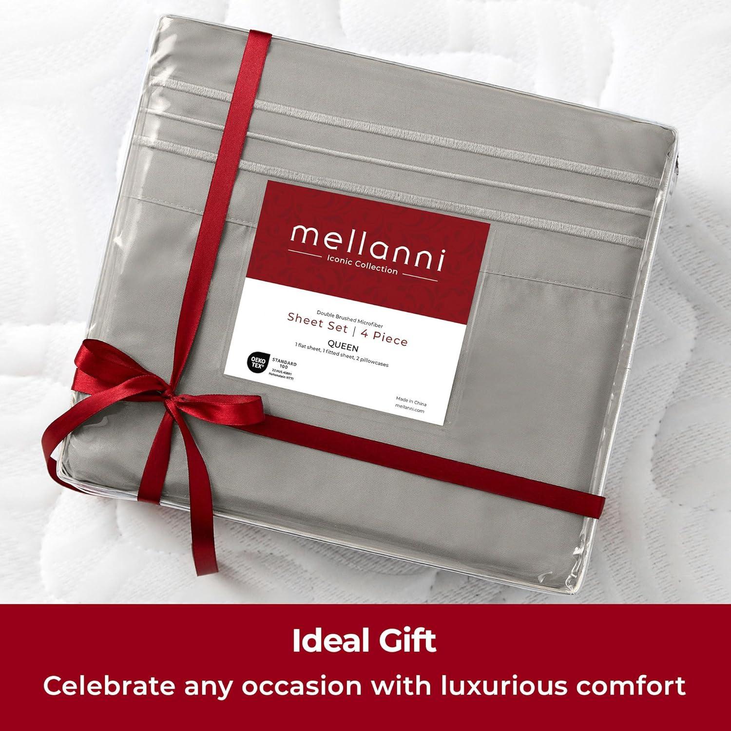 Mellanni Sheet Set Hotel Luxury Brushed Microfiber, Deep Pocket Sheet, 4 Piece Full Taupe