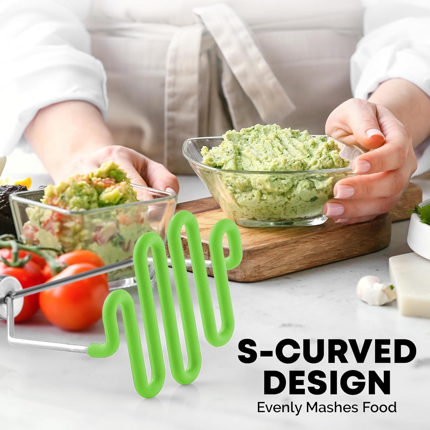 Light Green Silicone and Stainless Steel Potato Masher