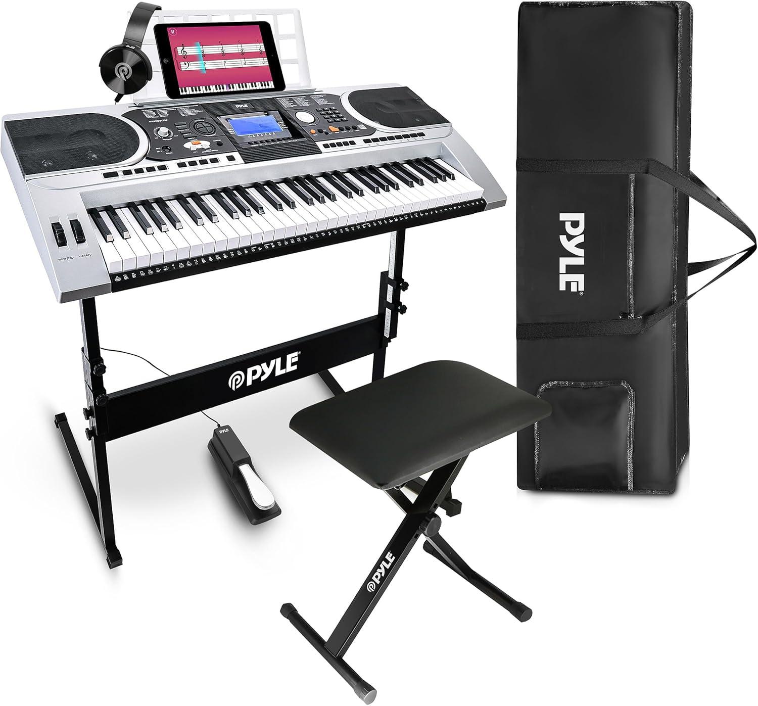 Karaoke Keyboard for Singing with 61 Keys, Waterproof Case, Stand, Pedal, and Headset