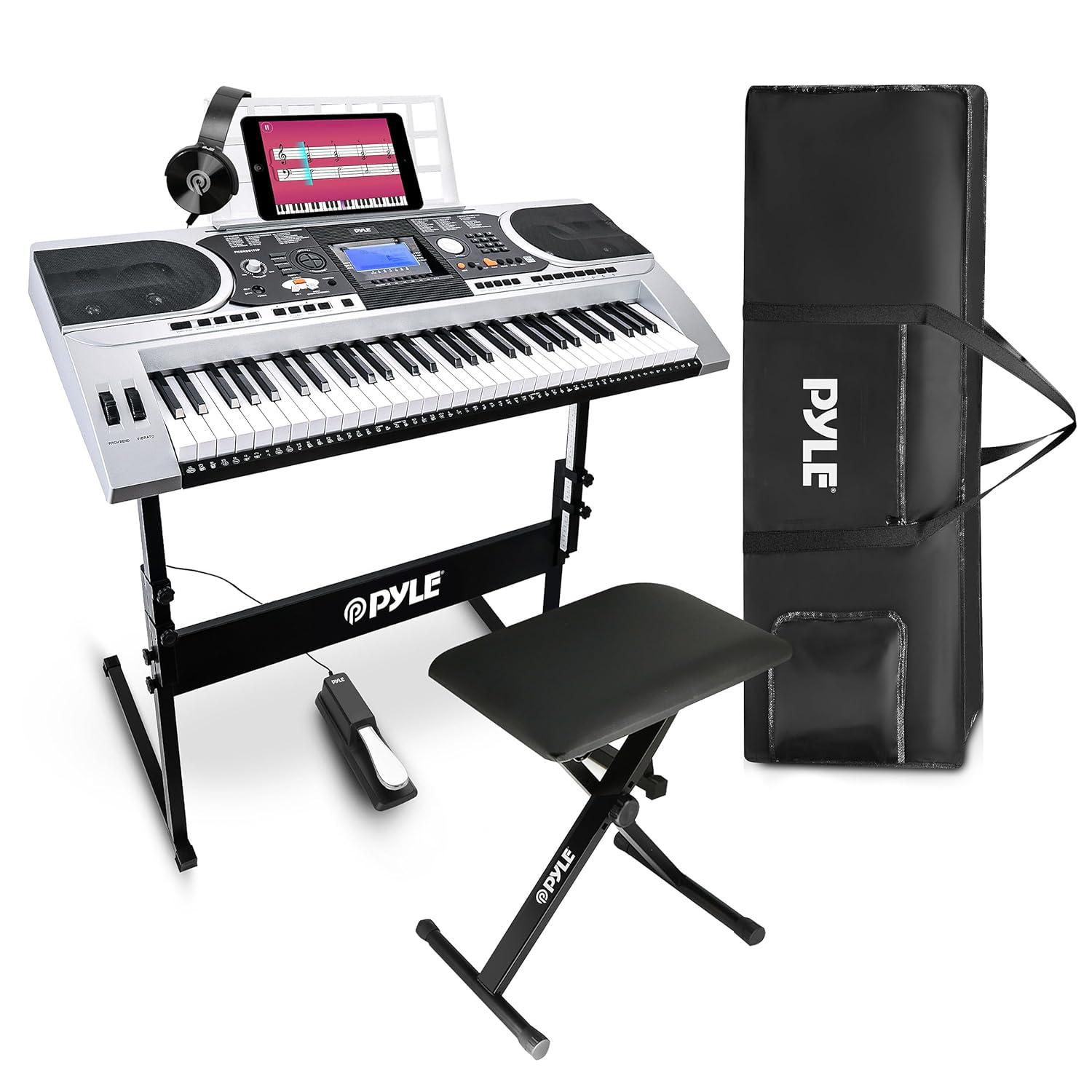 Karaoke Keyboard for Singing with 61 Keys, Waterproof Case, Stand, Pedal, and Headset
