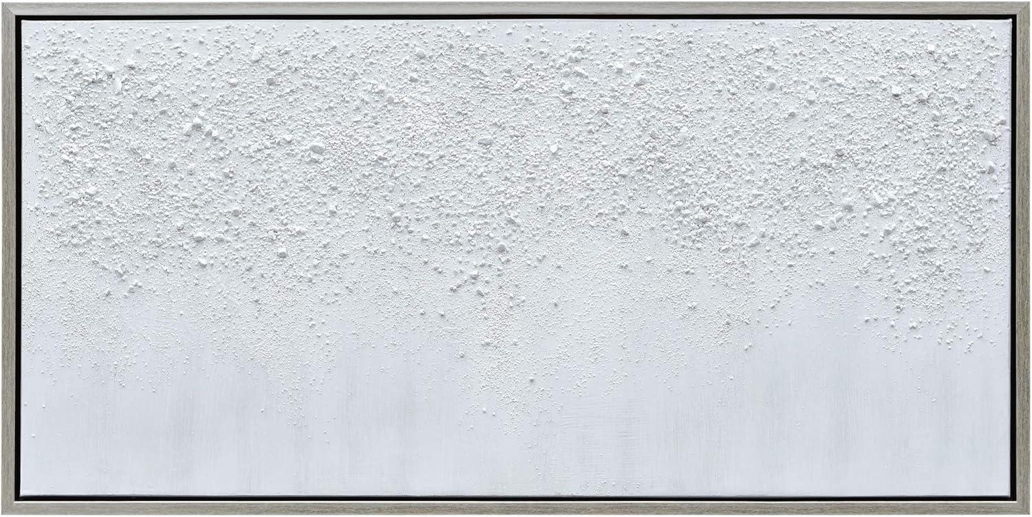 Empire Art Direct White Snow B Textured Metallic Hand Painted Wall Art, 24" x 48" x 1.5", Ready to Hang