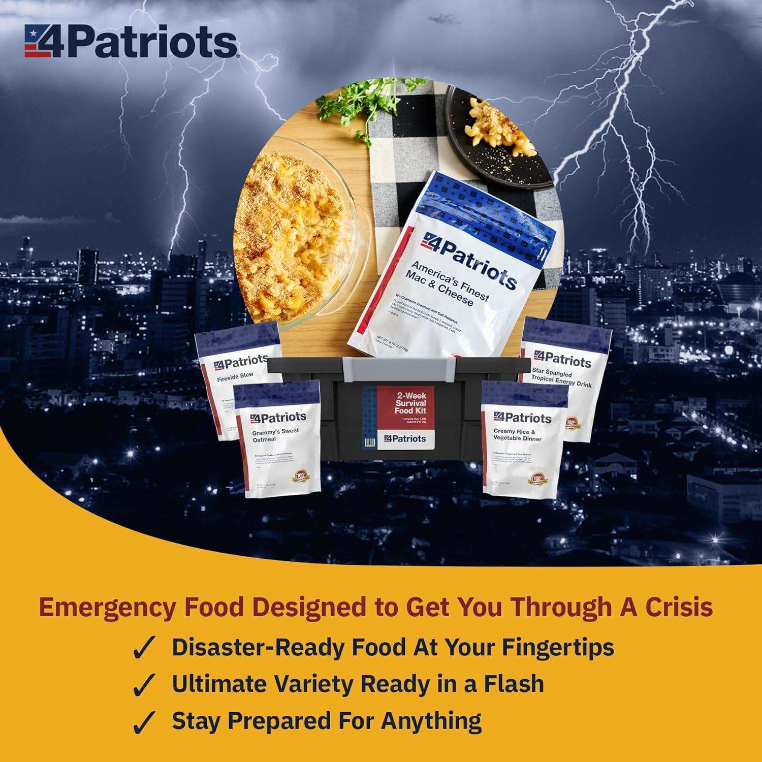 4Patriots 1-Week Emergency Food Supply Kit with Cheese and Sweet Flavors
