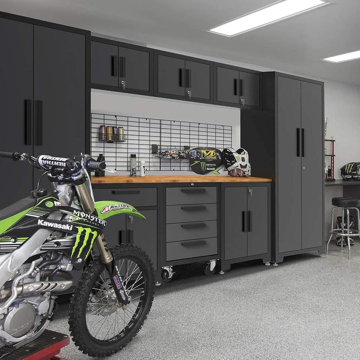 WFX Utility™ WFX Utility™ 6pcs Garage Cabinets And Storage System Set With Pegboard & Rubber Wood Worktop