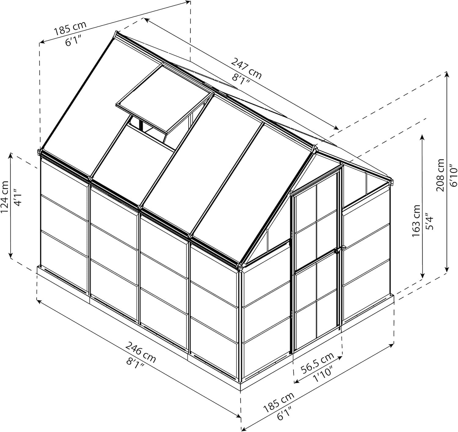 Palram - Canopia Hybrid 6' x 8' Polycarbonate/Aluminum Walk-In Greenhouse – Silver - with Roof Vent