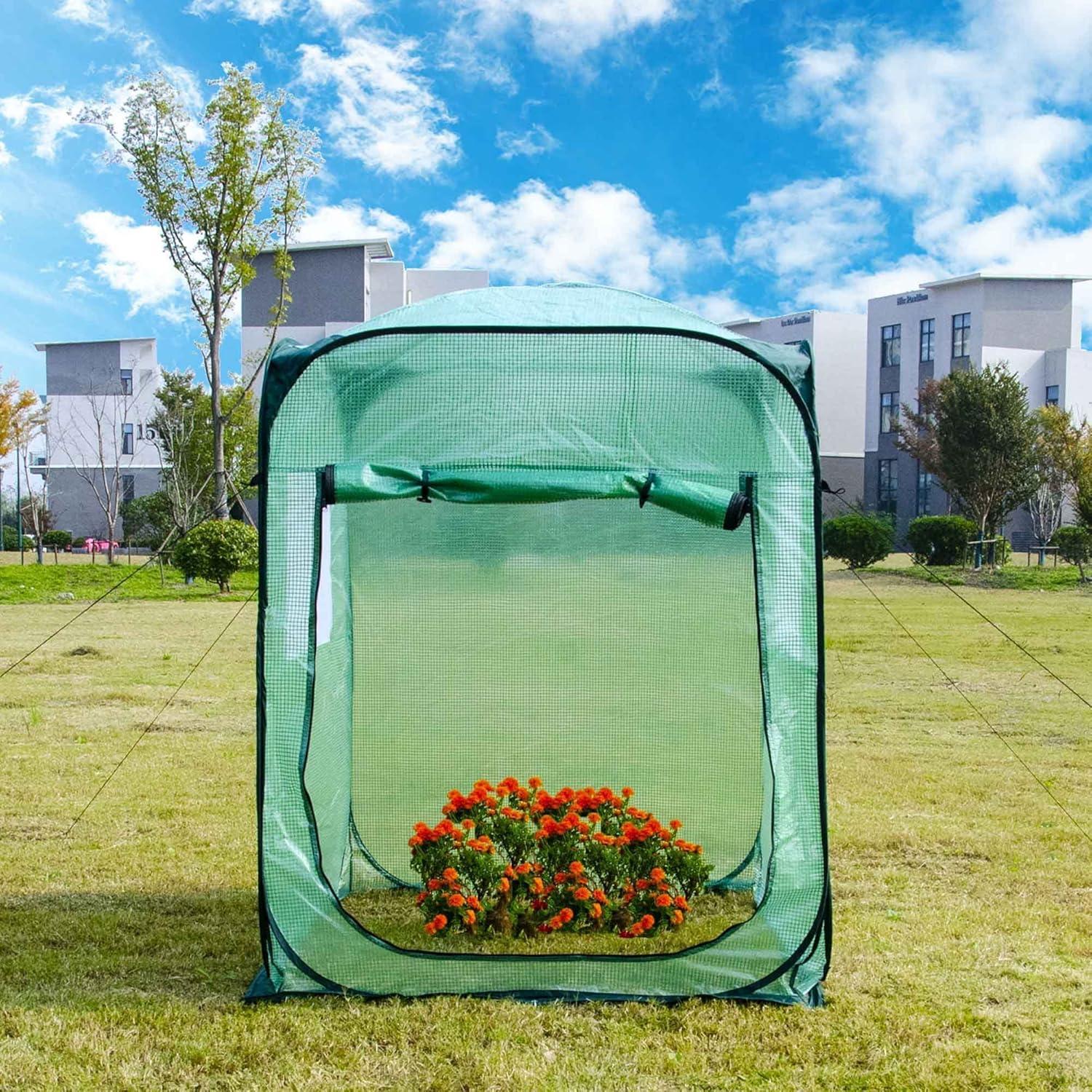 porayhut Pop Up Greenhouse Cover Flower House Mini Gardening Plant Flower Sunshine Room Room,Backyard PVC Greenhouse Cover for Cold Frost Protector Gardening Plants (Tunnel Grennhouse)