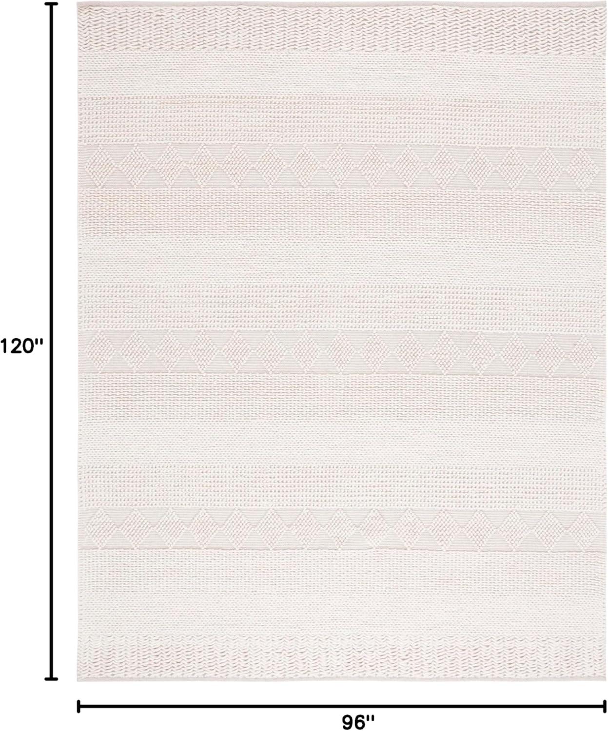 Ivory 8' x 10' Handwoven Wool Area Rug