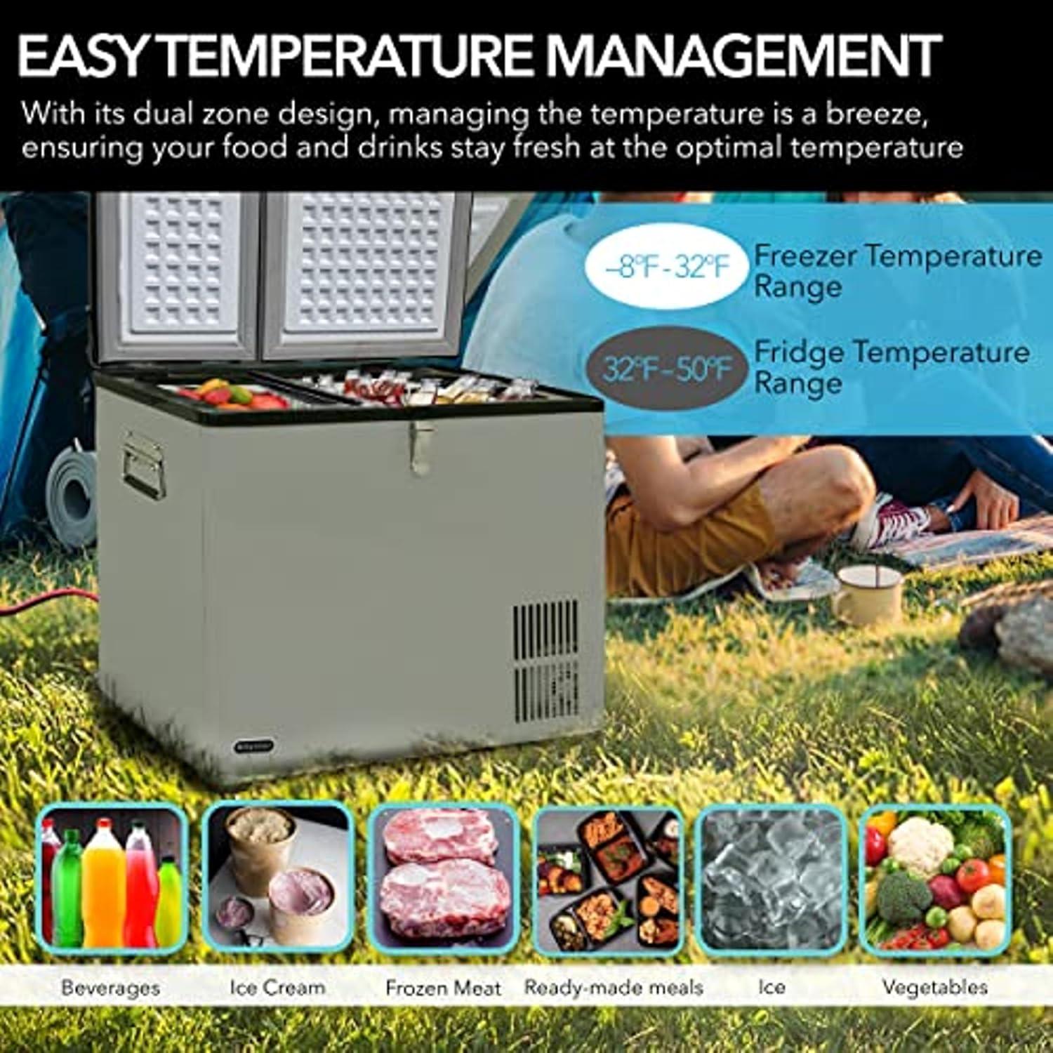 Outdoor Living Whynter 62 Quart Dual Zone Portable Freezer/Refrigerator with 12v DC Option