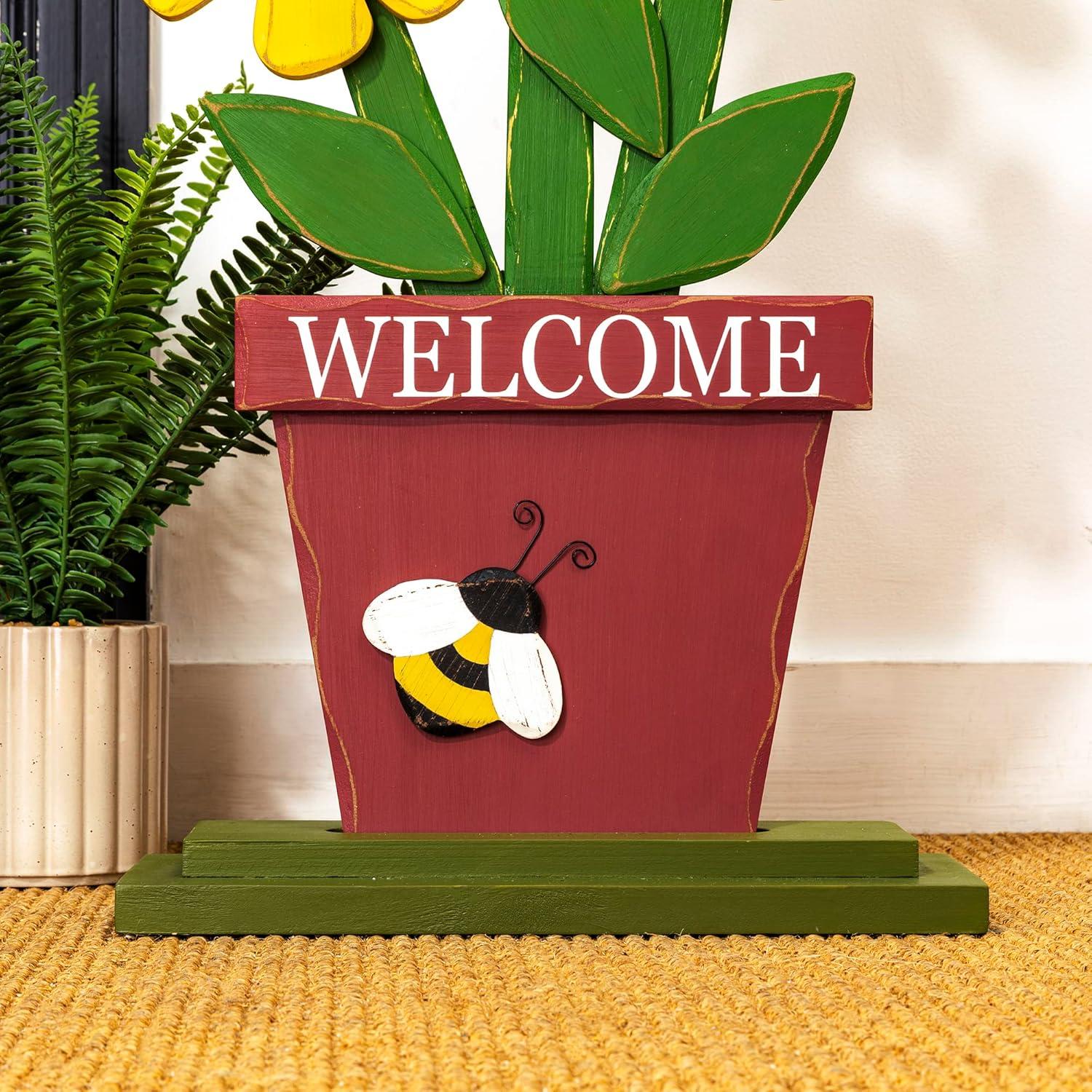 30-Inch Multicolor Wood Outdoor Welcome Porch Sign