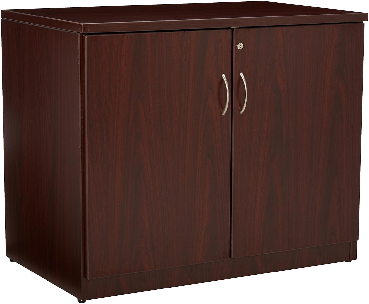 Lorell Essentials 2 Door Laminate Storage Cabinet in Mahogany