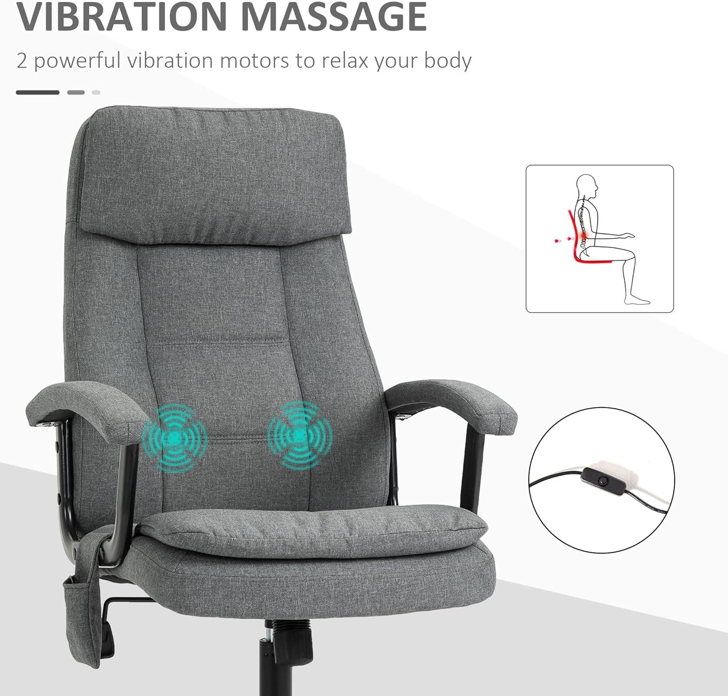 Vinsetto Executive Massage Office Chair with 2-Point Lumbar Massage, USB Power, Adjustable Height, Padded Headrest, Armrest, Gray