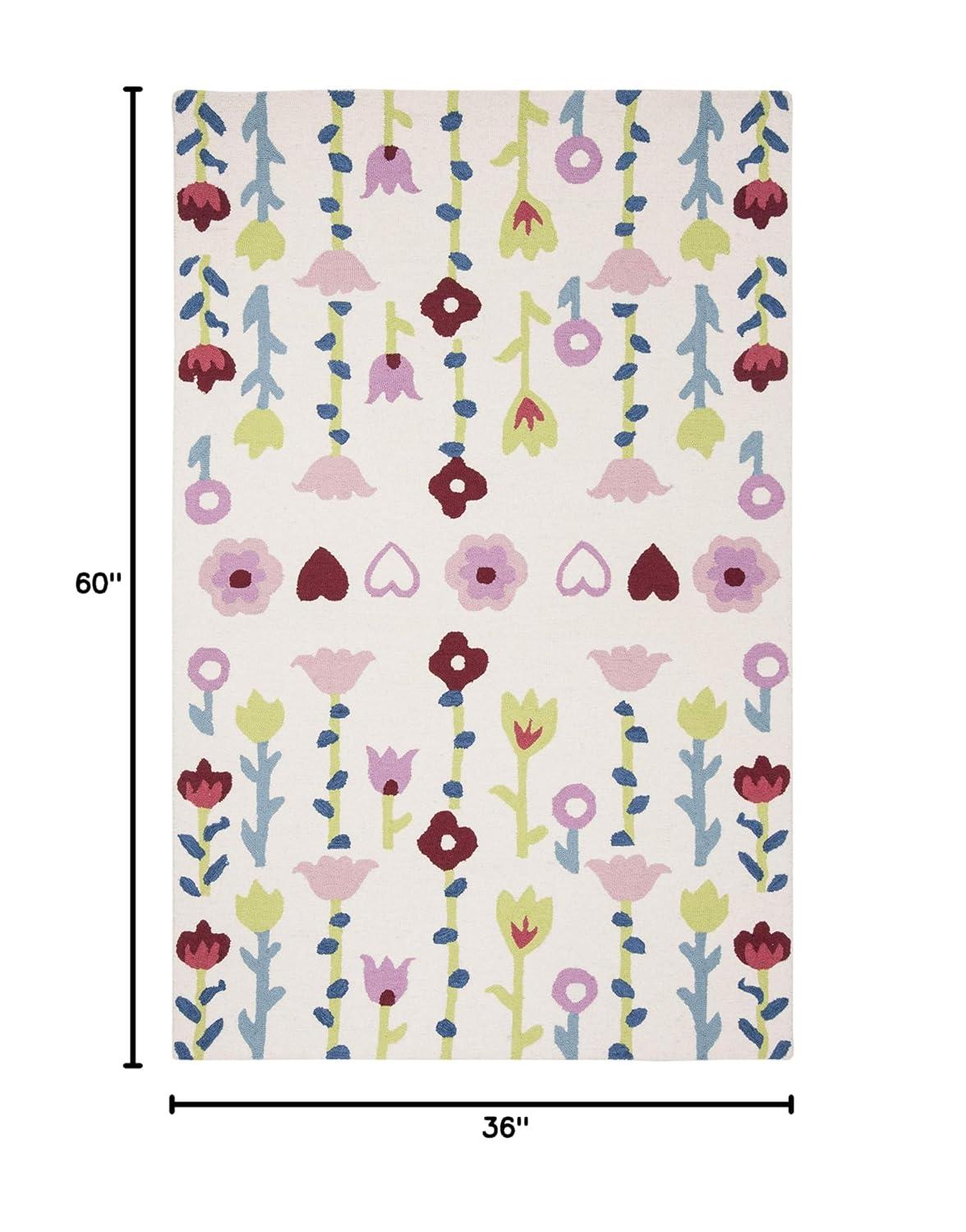 Safavieh Kids Floral SFK918 Hand Tufted Indoor Accent Rug - Ivory/Pink - 3'x5' - Safavieh
