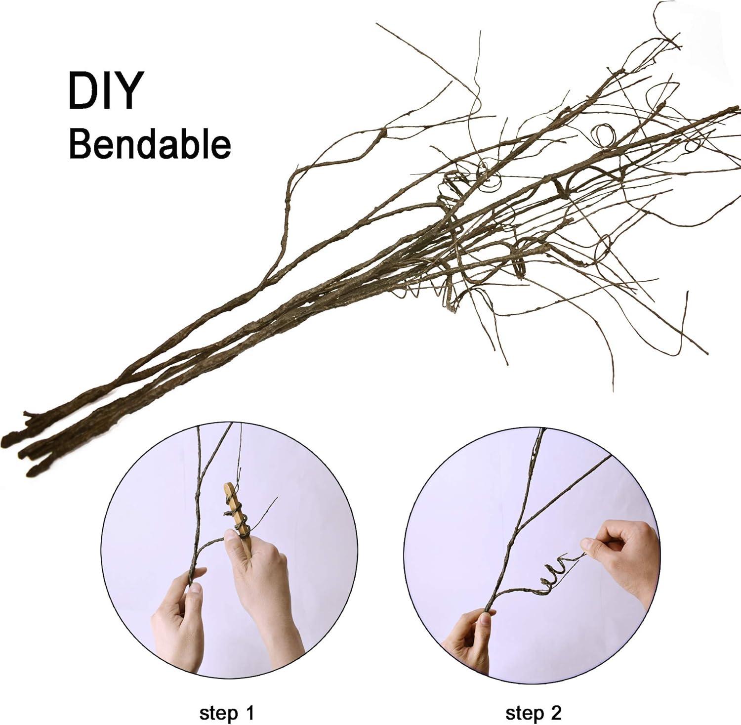 5PCS Artificial Curly Willow Branches, Decorative Dry Twigs, 30.7 Inches Fake Bendable Sticks Vintage Vines Stems DIY Craft Vases Artificial Flowers Garden Hotel Office Home Farmhouse Decor