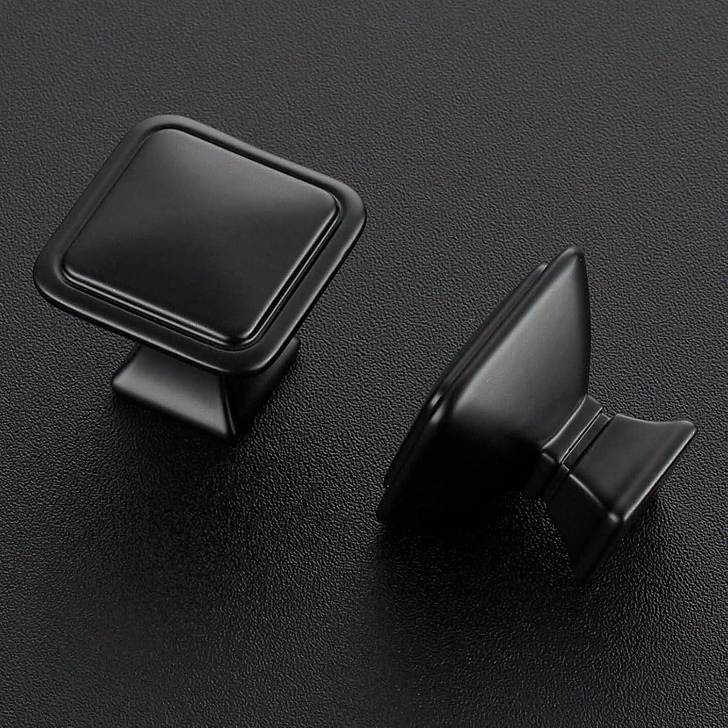 Single Hole Drawer Knobs - 10 Pack Black Cabinet Knobs - Square Dresser Knobs Dresser Handles Closet Door Knobs - Kitchen Cabinet Knobs - Cabinet Hardware