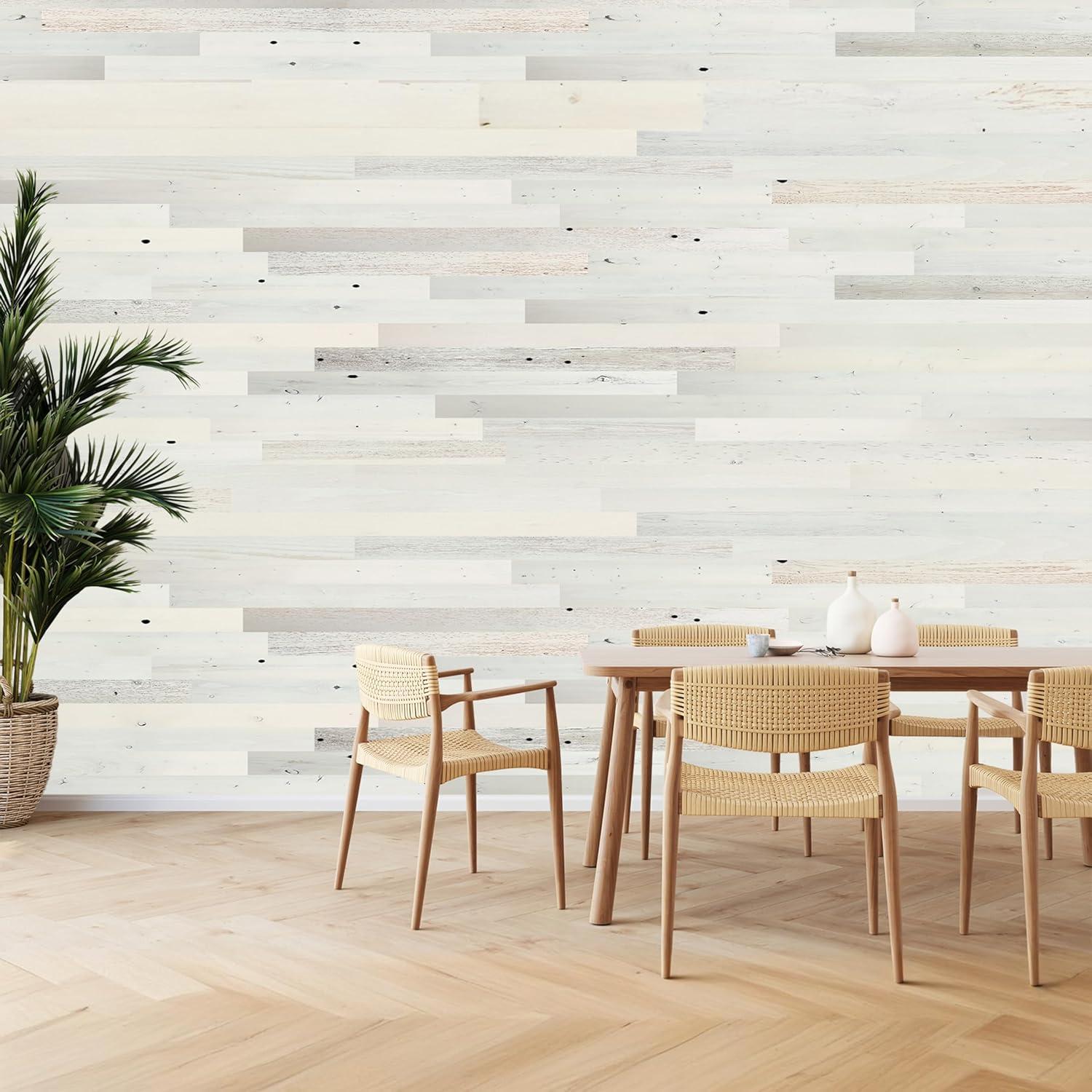 Timberchic River Reclaimed Wooden Wall planks - Simple Peel & Stick Wall Covering Application for DIY Accent Wall & Home Improvement - Modern, Premium Wall Paneling