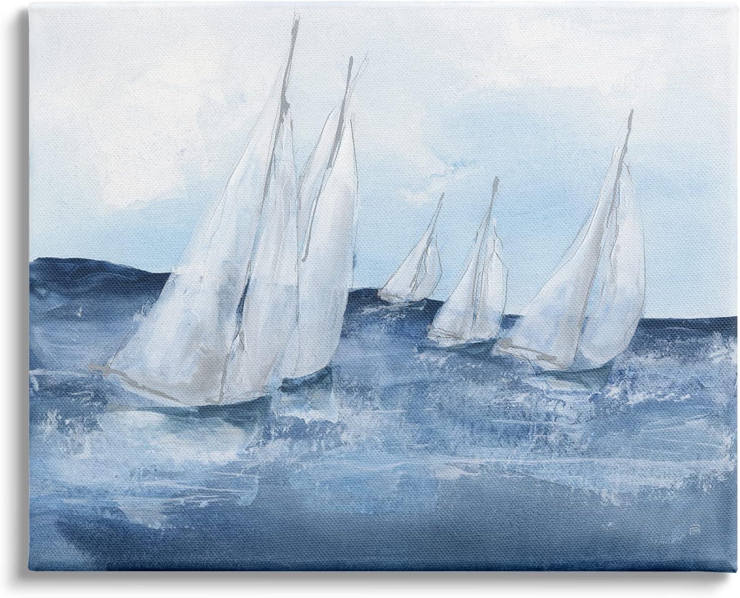 Stupell Industries " White Sailboats Coasting Ocean Waters Blue Tide " by Chris Paschke
