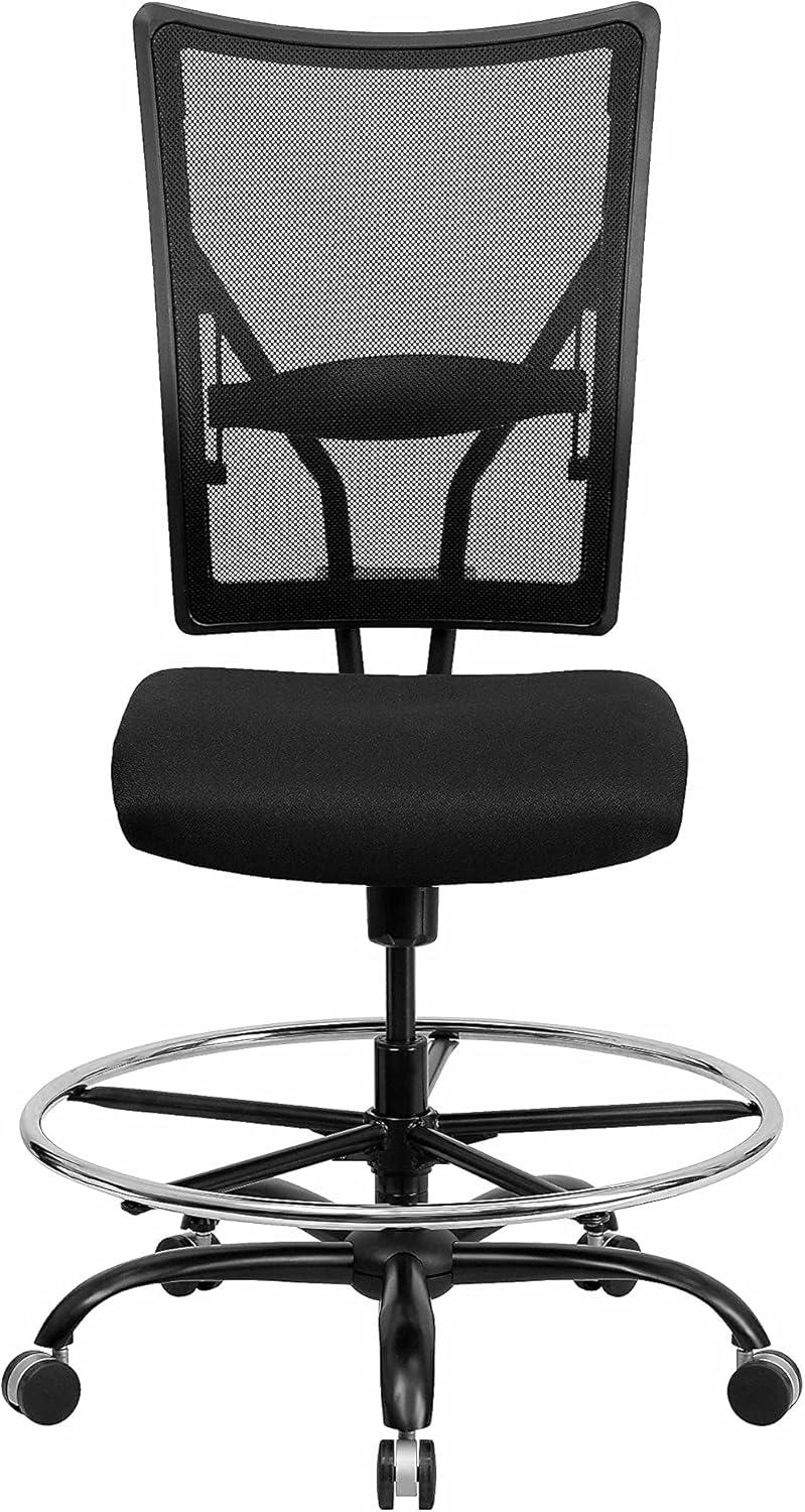 BizChair Big & Tall 400 lb. Rated Black Mesh Ergonomic Drafting Chair