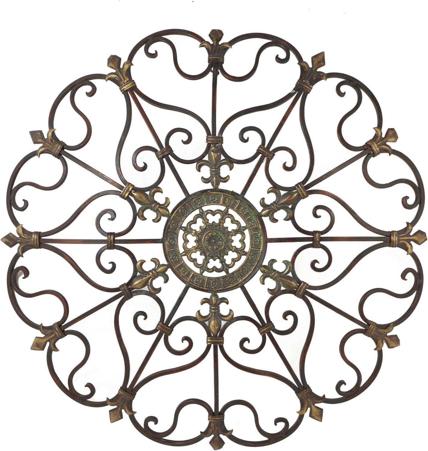 DecMode Brown Metal Scroll Wall Decor