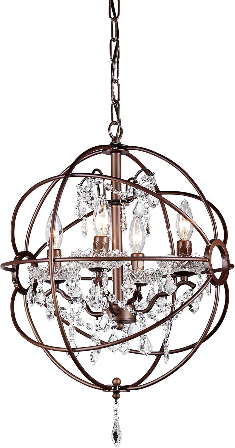 Edwards 17" Antique Bronze Crystal Candle Chandelier